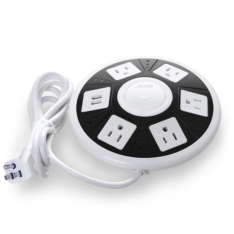 iCAN 5 Outlets 2 USB-A UFO Surge Protector with 5ft Cord(Open Box)