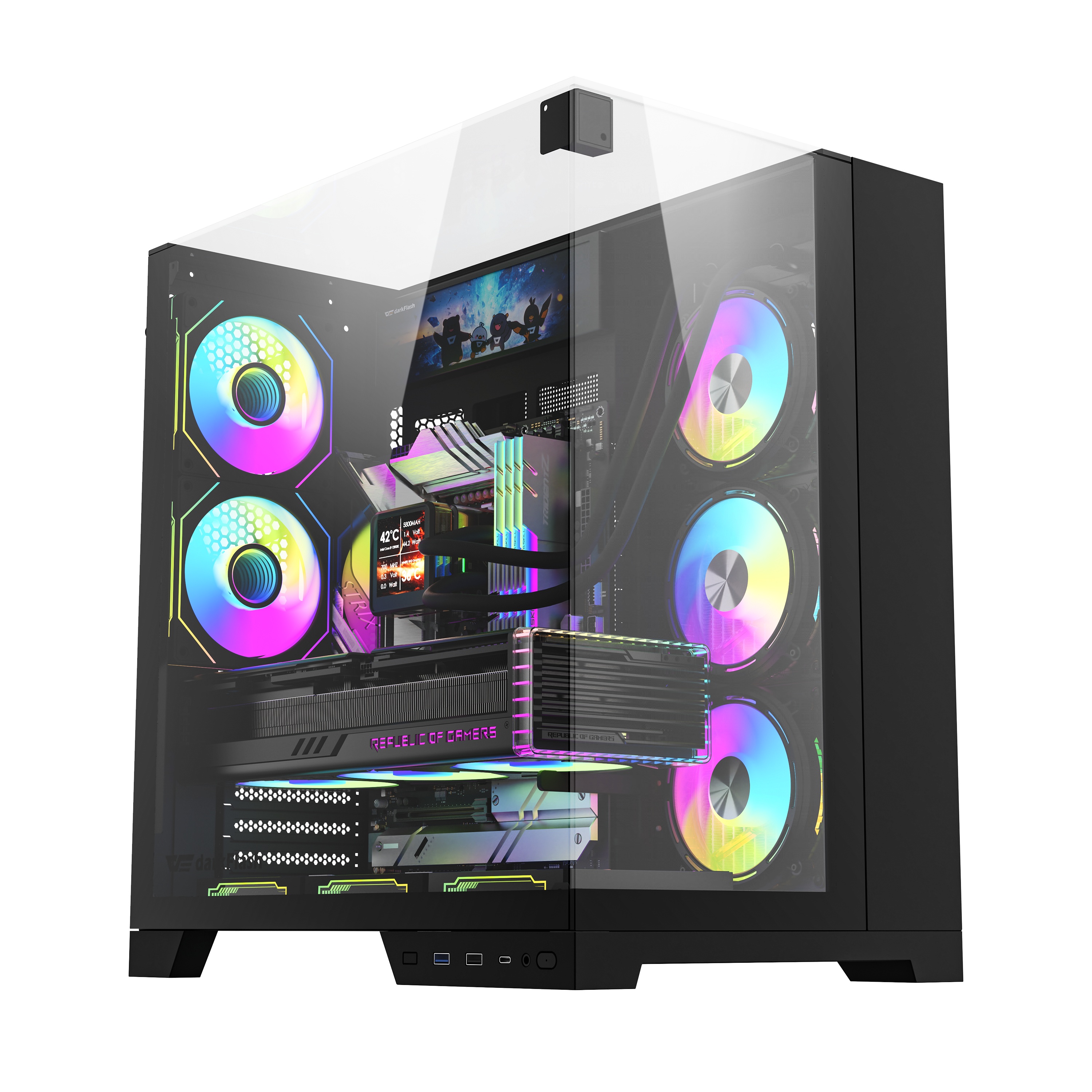 DarkFlash TH285 PLUS BLACK(WITH ８ fans+SCREEN)
