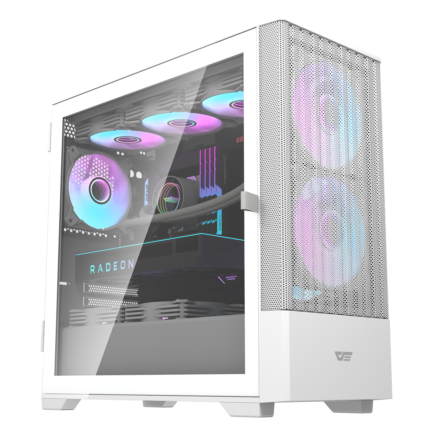 DarkFlash DK415M Mesh mATX PC Case, 2x ARGB Fans Included, White