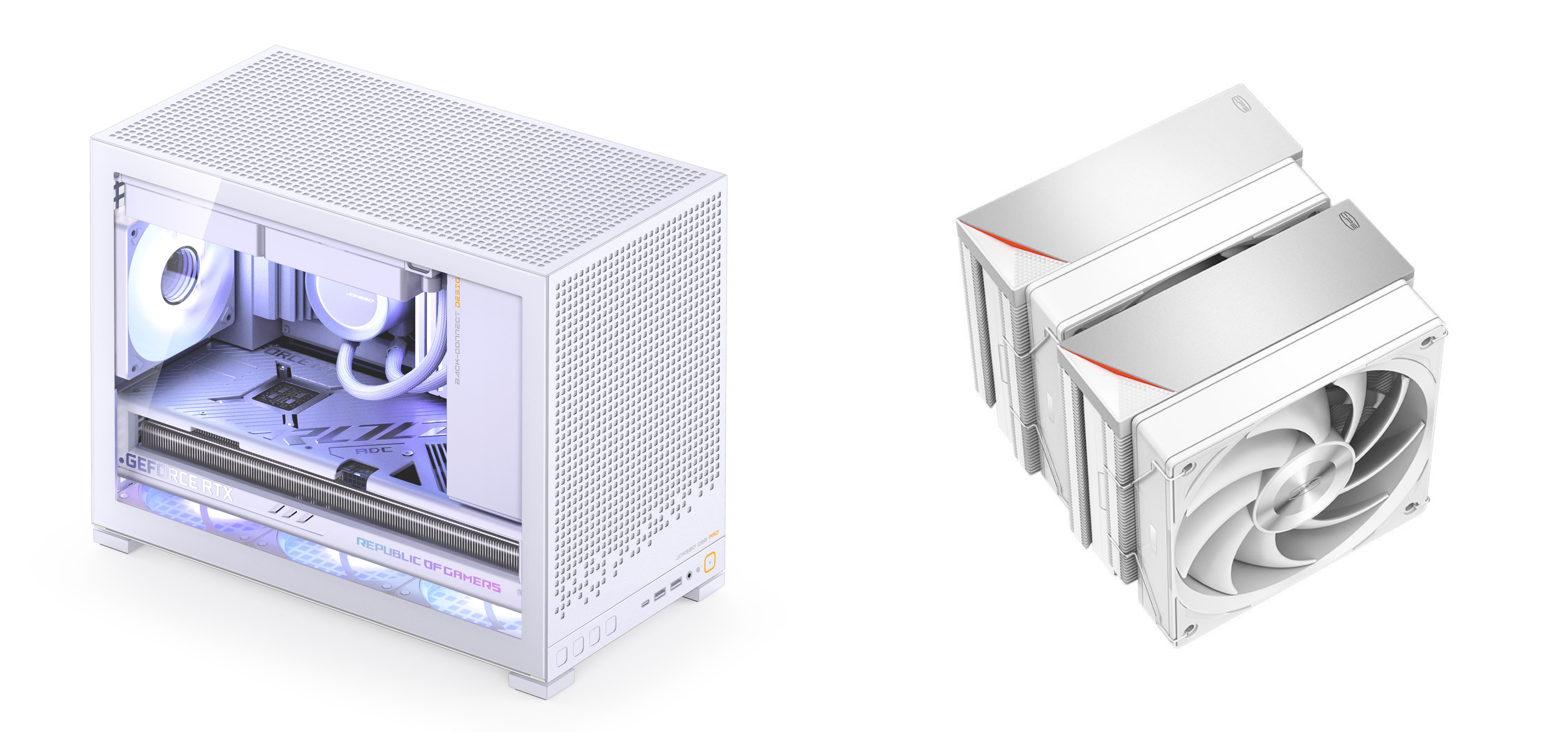 JONSBO D32 PRO Micro-ATX PC Case+PCCOOLER CPS RZ620 Dual Tower CPU Air Cooler,White