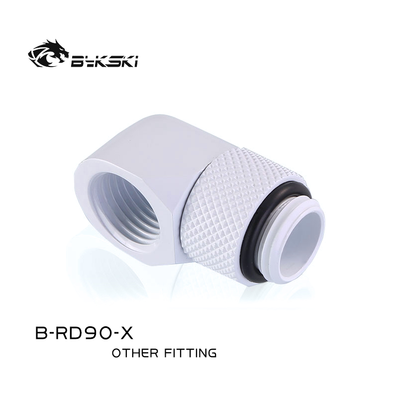 Raccord coudé rotatif à 90 degrés Bykski G 1/4 po mâle vers femelle blanc