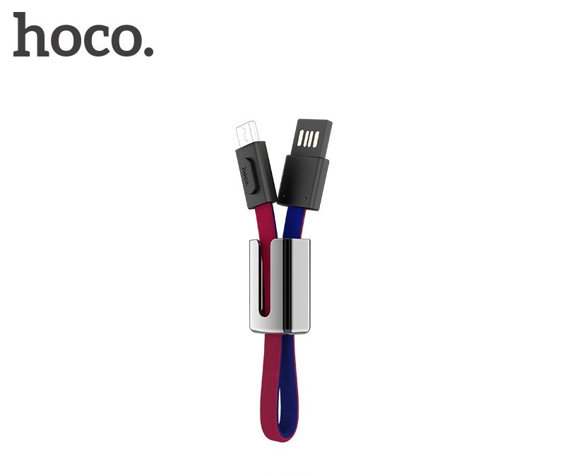 Câble clé USB micro HOCO Mascot, 19 cm, rouge et bleu