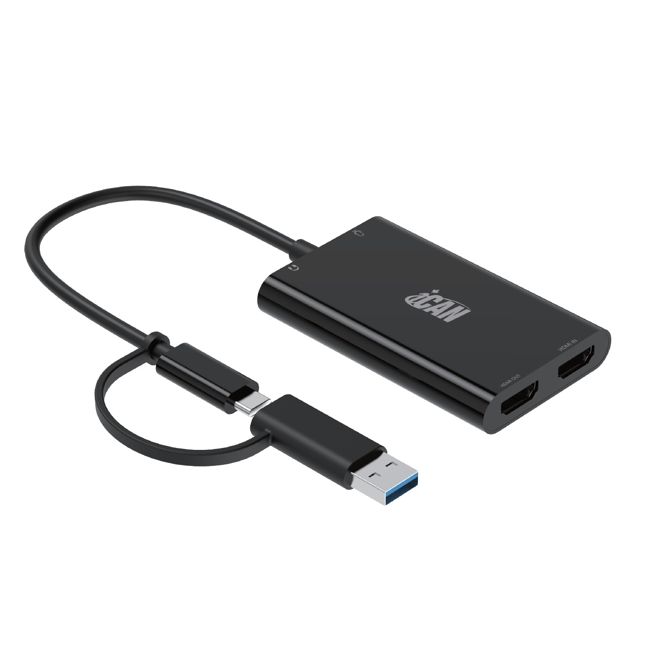 iCAN Premium Video Capture Card with Audio | HDMI Input Max 4K@60Hz | USB-C Output Max 1080p@60Hz, Black