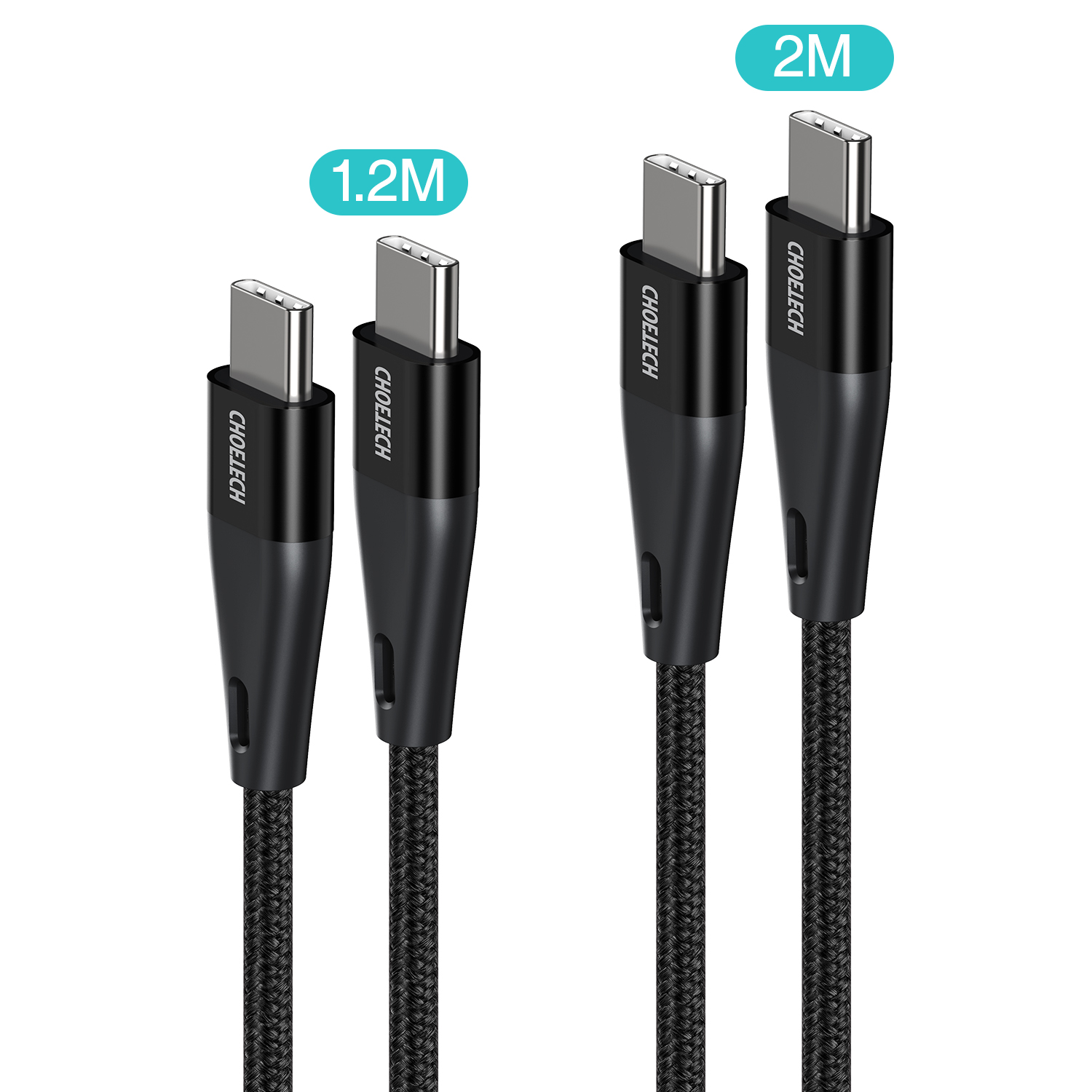 Choetech 60W USB Type C Braided Fast Charging Cable  Combo (4ft + 6ft)(Open Box)