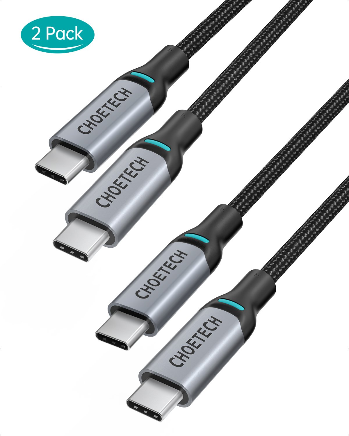 Choetech Câble USB C vers USB C (100W) 6 pi Tressé (2 paquets)