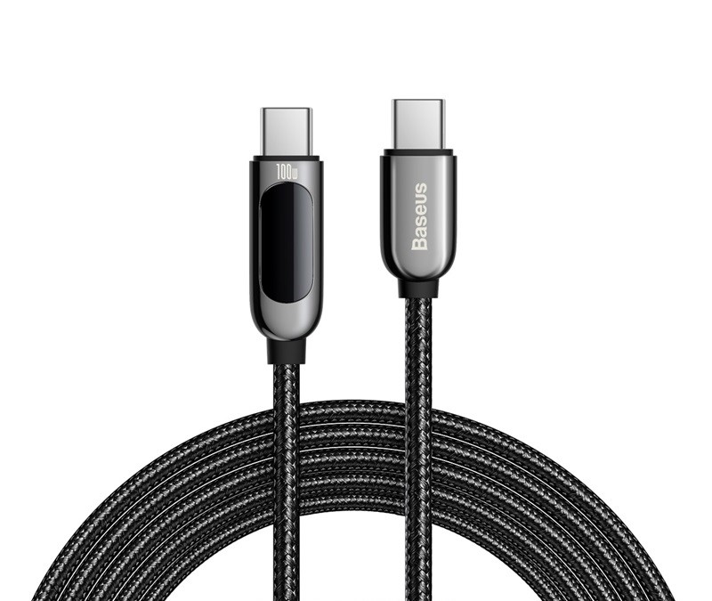 Baseus Display Fast Charging Data Cable USB Type-C to Type-C 100W, 2m (6.6ft), Black(Open Box)