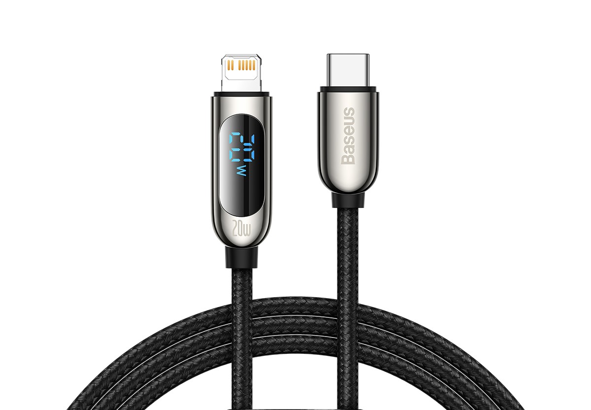 Baseus Display Fast Charging Data Cable Type-C to IP 20W 1m Black