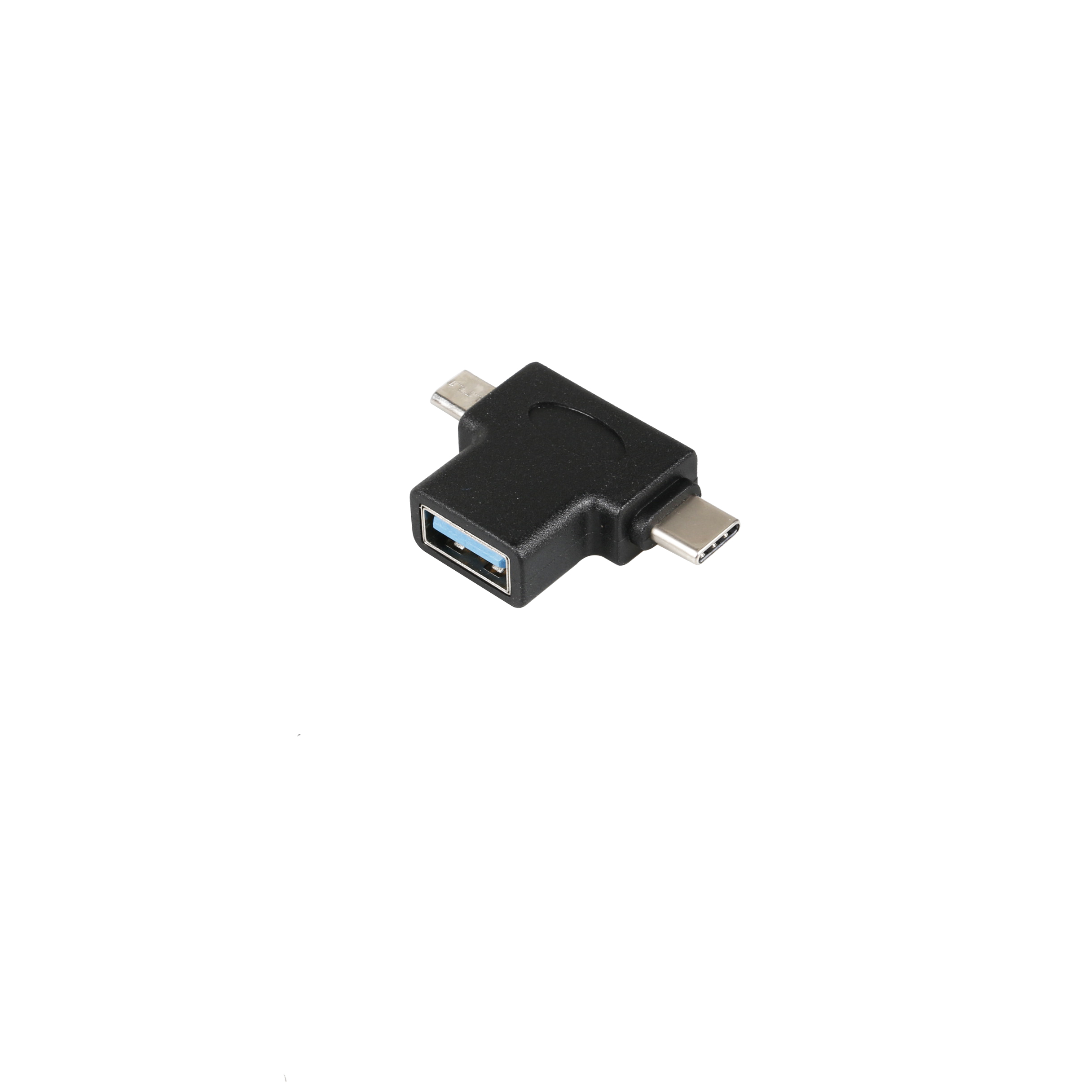 iCAN USB 3.0 A Female to Type C Male / Micro USB Male Adapter, Black