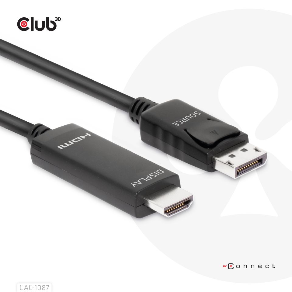 Club 3D Câble DisplayPort 1.4 vers HDMI 4K120Hz ou 8K60Hz HDR10 M/M 3m/9.84ft