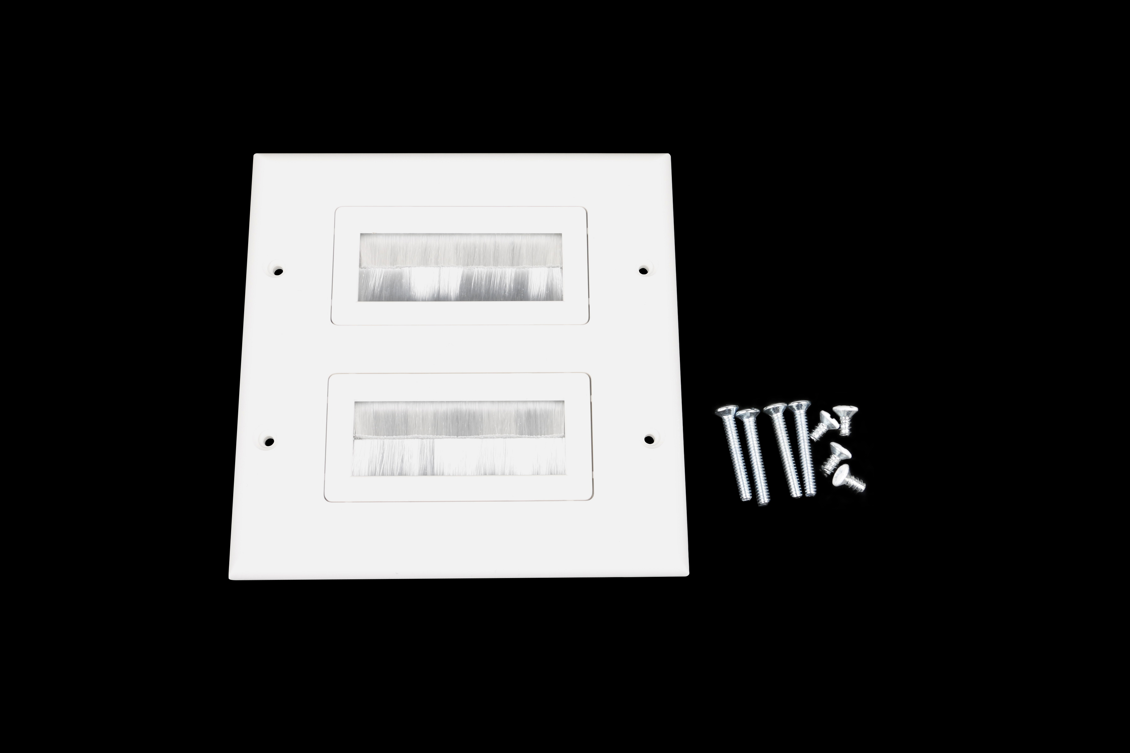 iCAN 2 Gang Decora Style Wall Plate and Brush Insert, White(Open Box)