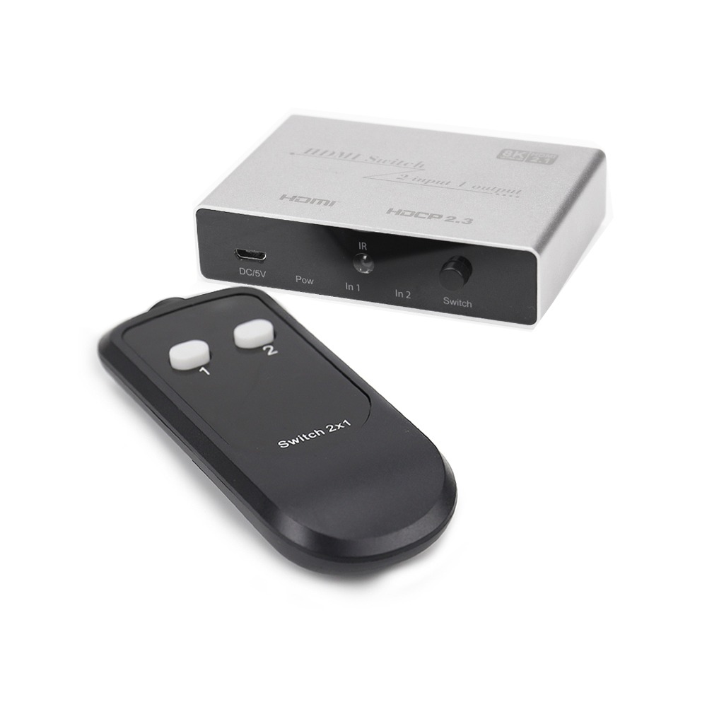 Commutateur HDMI iCAN, 2 entrées 1 sortie, 8K à 60 Hz, télécommande avec adaptateur secteur