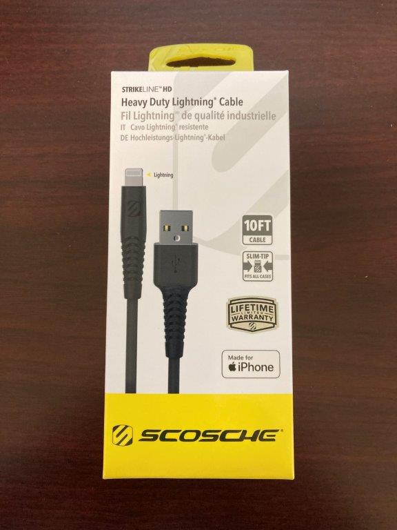 Câble Strikeline MFi Type-A Mâle vers Lightning Mâle, 10 pieds(Open Box)