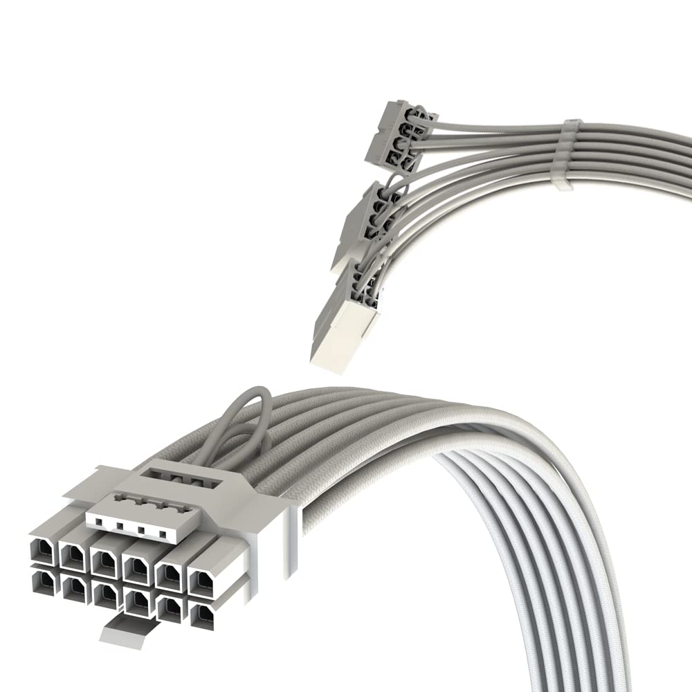 iCAN PCIE 5.0 12VHPWR 16Pin (12+4) to 3 x 8Pin - 30cm, White