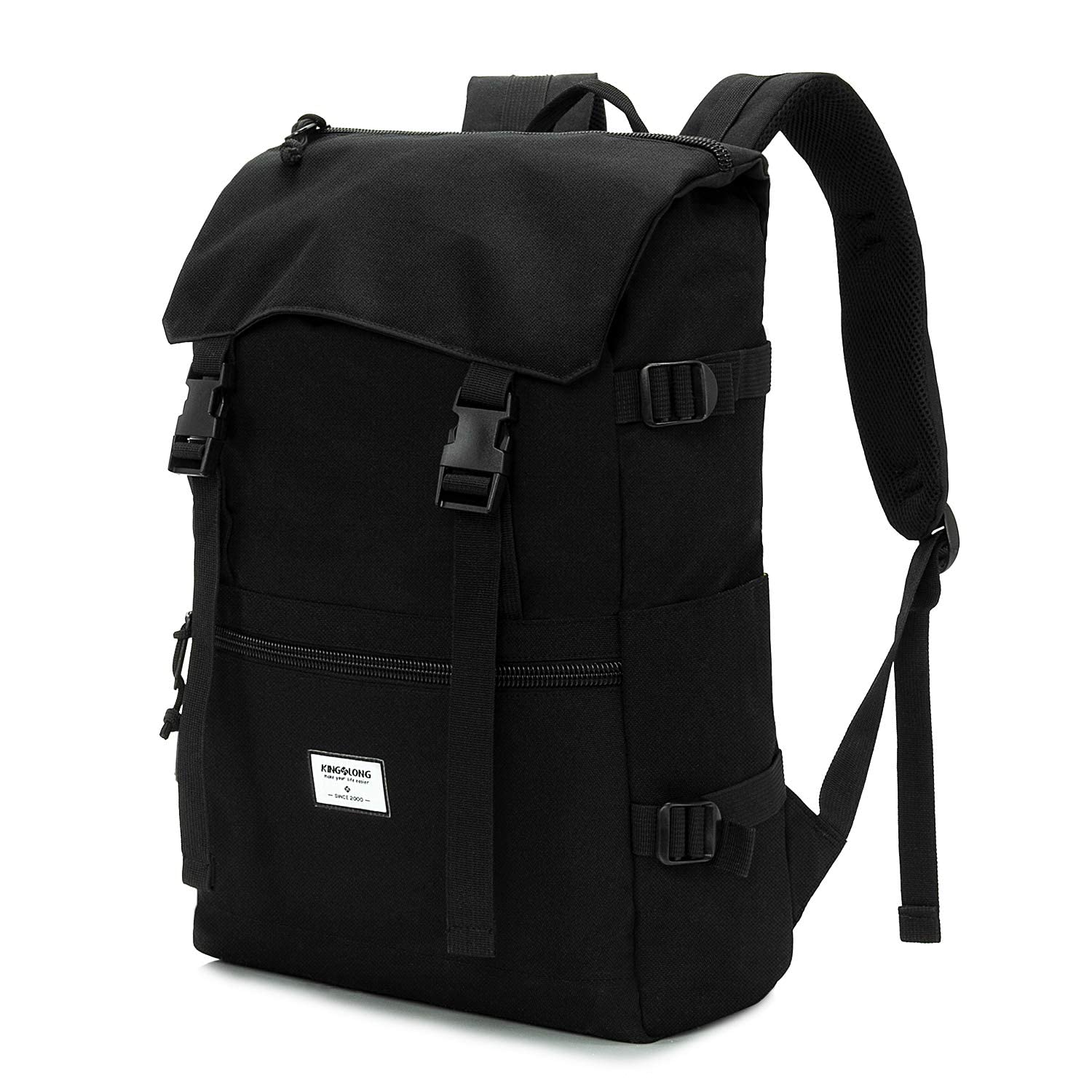 KINGSLONG - Sac à dos en polyester de 15,6 po, noir