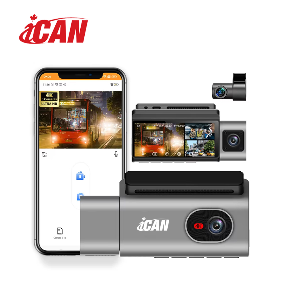 iCAN Dash Camera, Front and Rear Camera, 3.69 Inch IPS Touch Screen(Open Box)