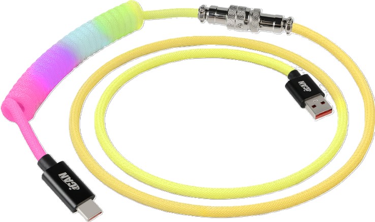 iCAN Type-A Male to Type-C Male Keyboard Cable, Rainbow, 5ft