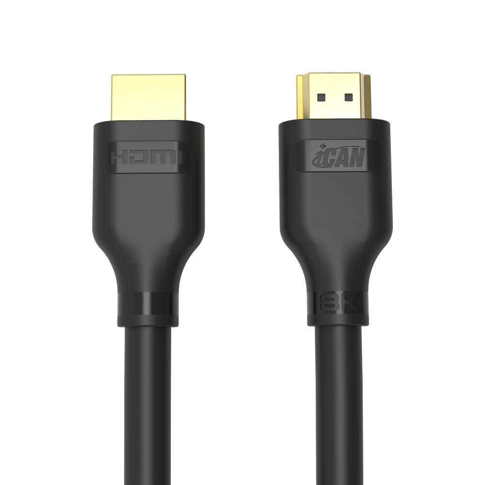 Câble HDMI 2.1 iCAN, 8K à 60 Hz, mâle vers mâle, plaqué or, 1,8 m, noir