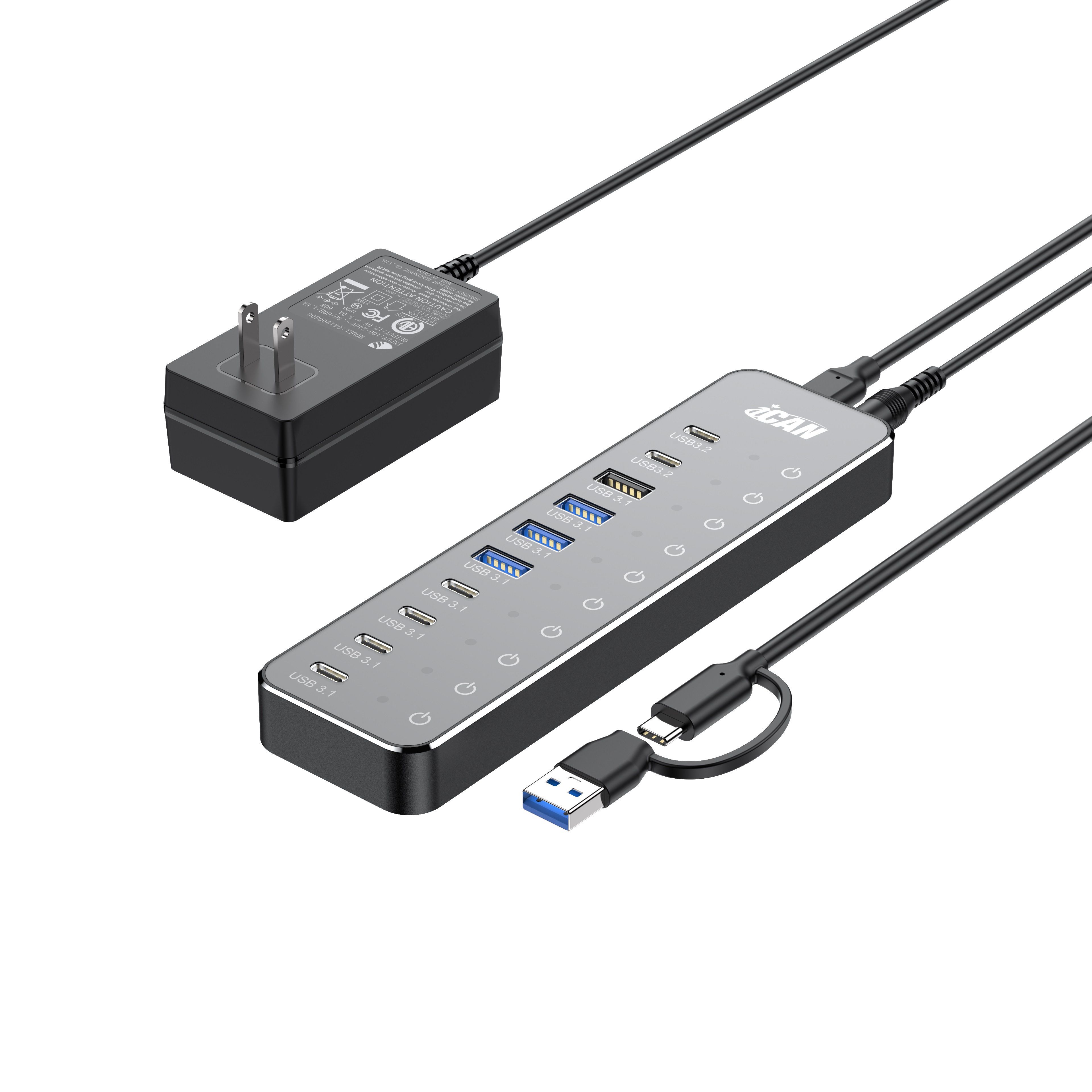 iCAN 10-in-1 USB 3.2 10Gbps Hub with 60W Power Adaptor