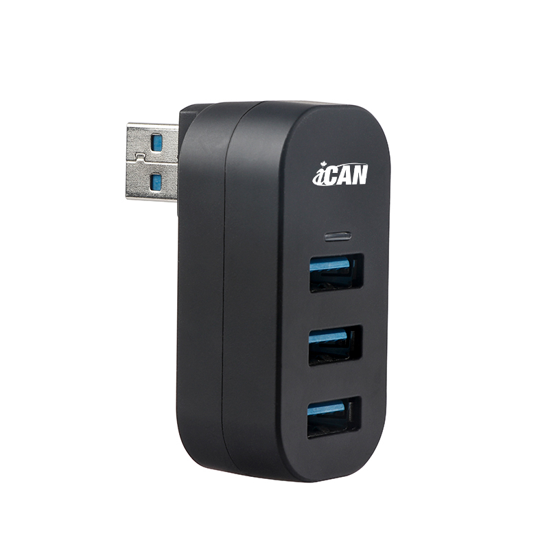 iCAN 3-Port USB 3.0 Rotatable 180 Degree Mini Data Hub(Open Box)