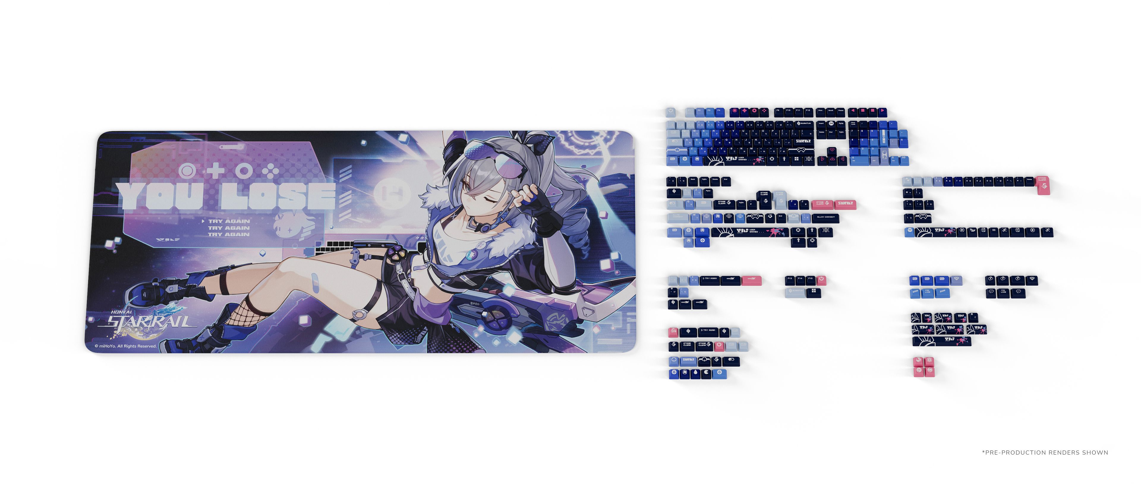 HYTE Official Silver Wolf Keycap Set and Desk Pad Bundle