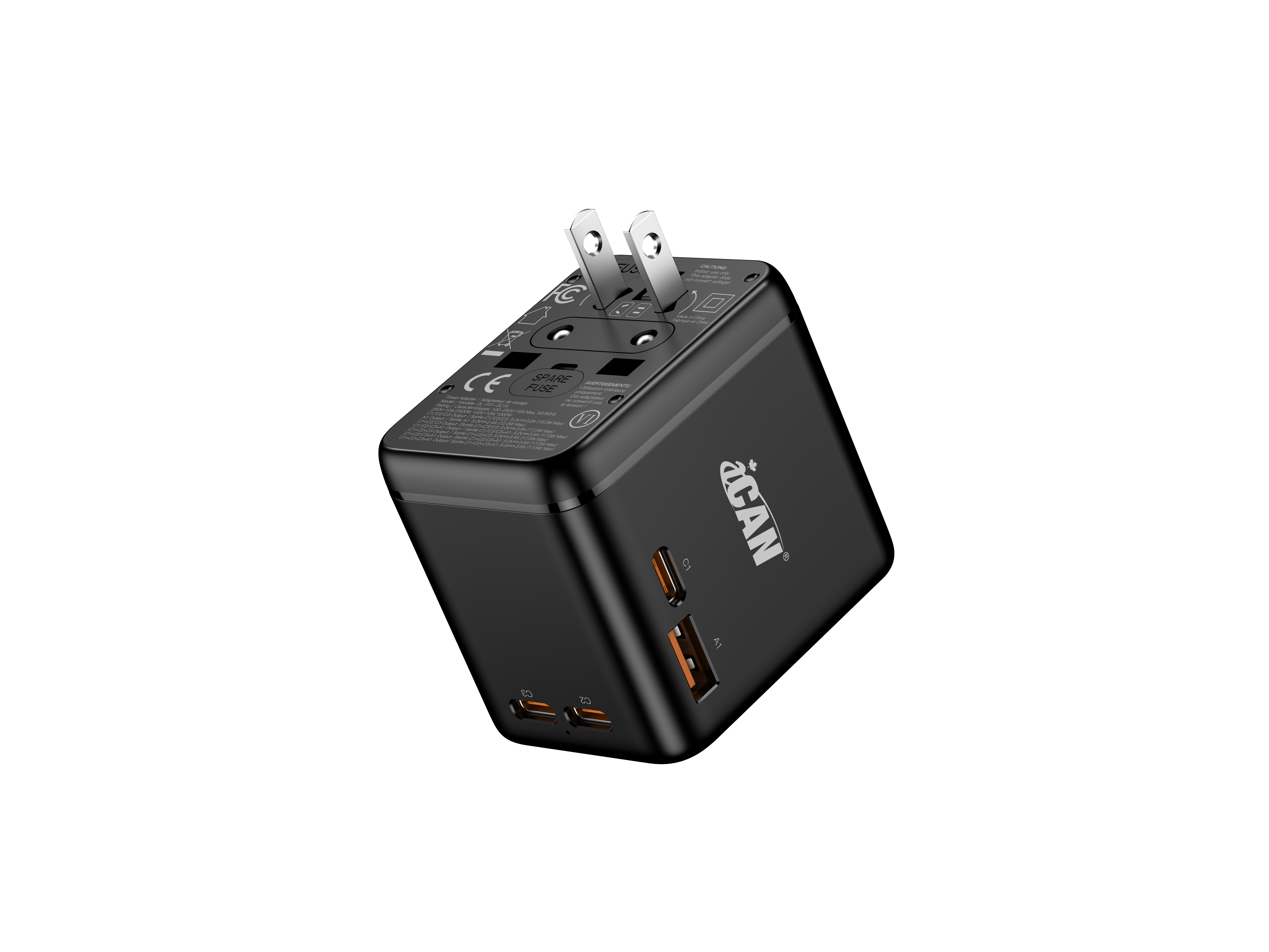 iCAN OL-F01-3C1A Adaptateur universel de voyage 17,5 W à 4 ports avec(Open Box)