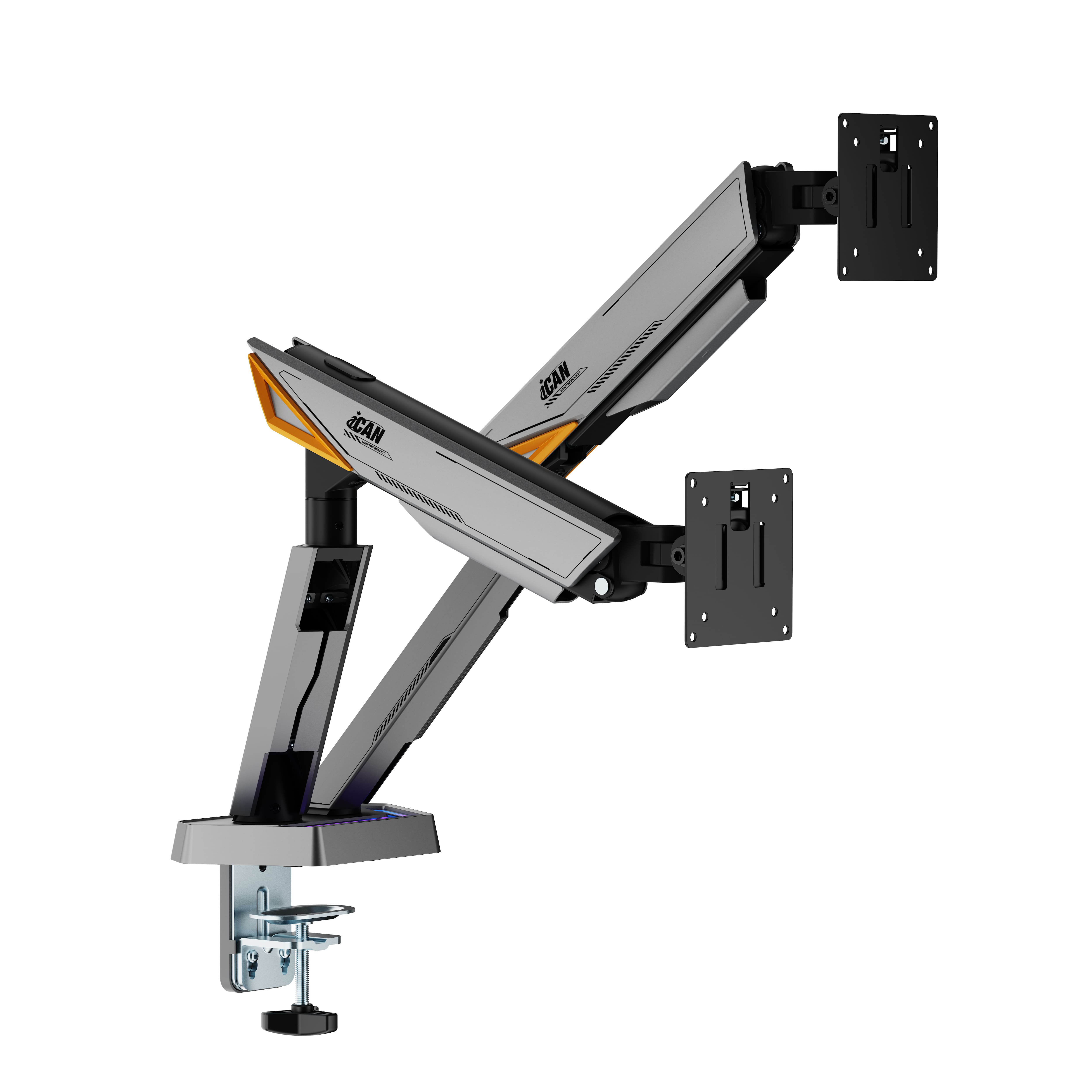 ICAN Bras mécanique robuste pour moniteur double RVB, convient pour 17