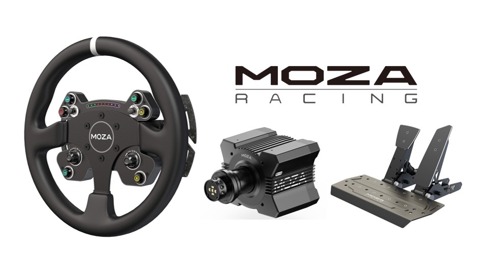 Base de volant à entraînement direct MOZA R9 V3 + Volant MOZA CS V2P + Pédalier double MOZA SR-P avec base