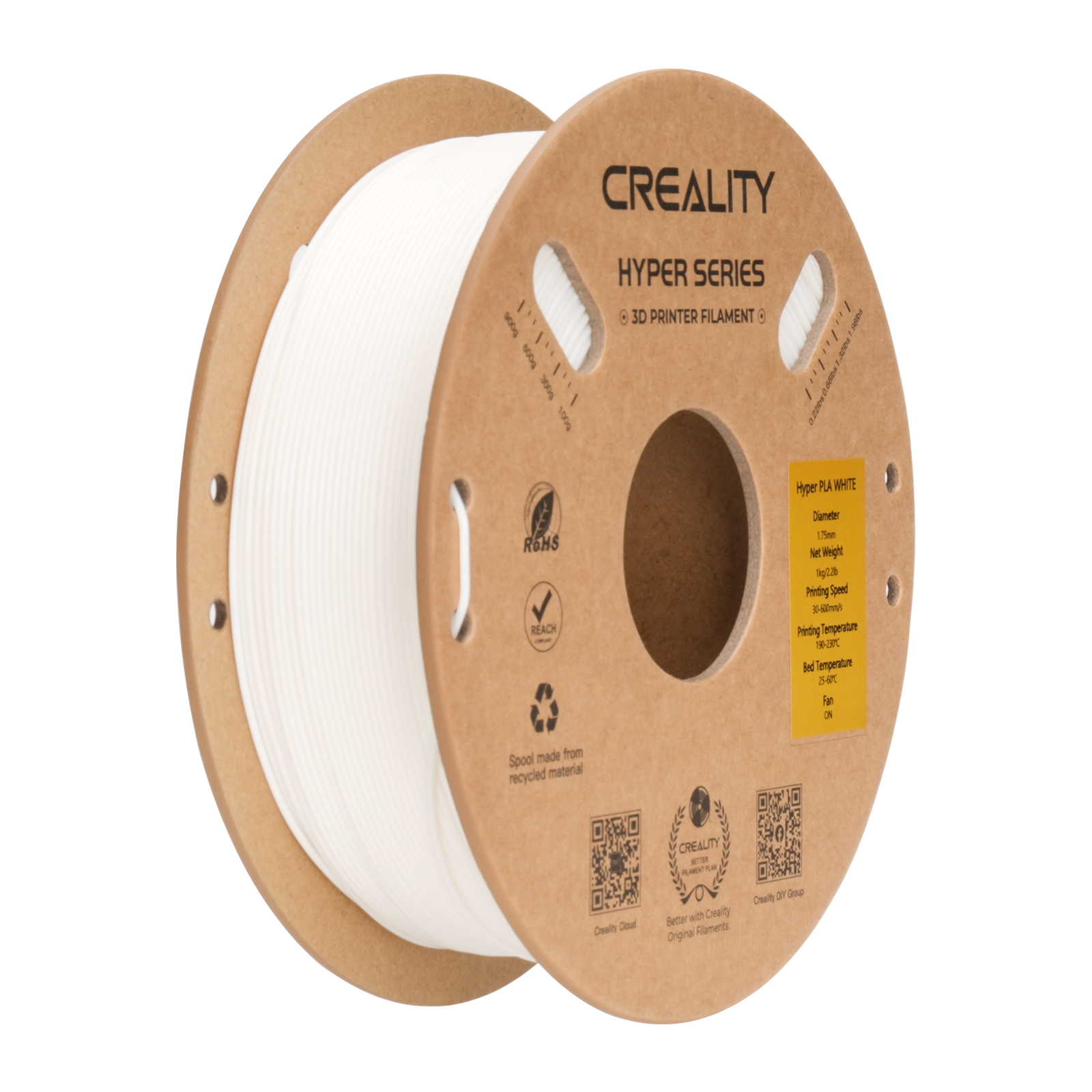 Creality Hyper Series PLA 3D Printing Filament 1kg, 1.75mm, White