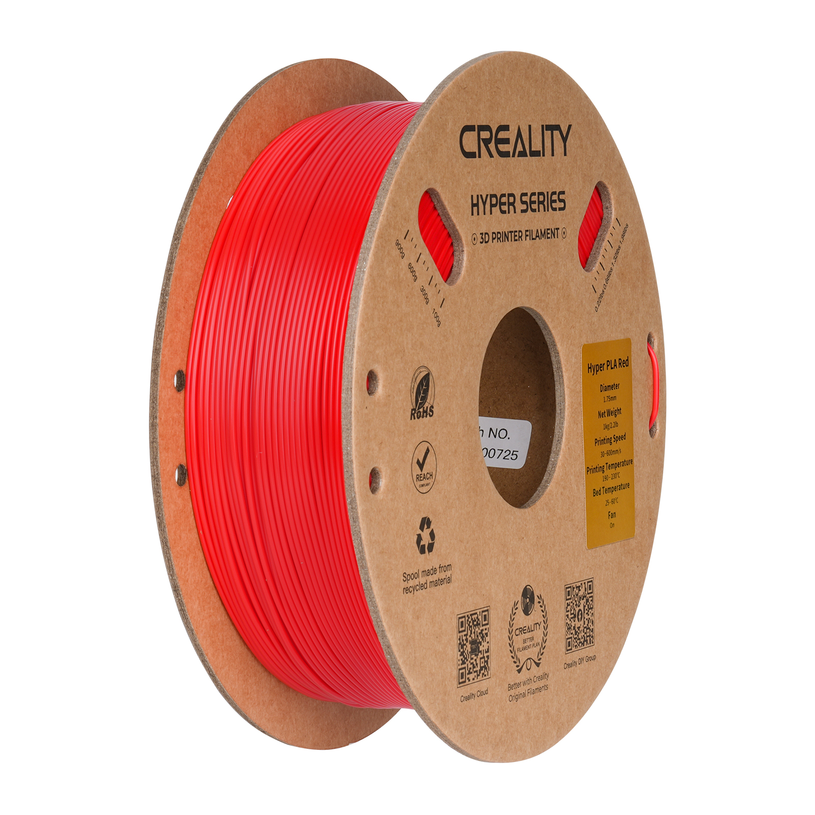 Creality Hyper Series PLA 3D Printing Filament 1kg, 1.75mm, Red