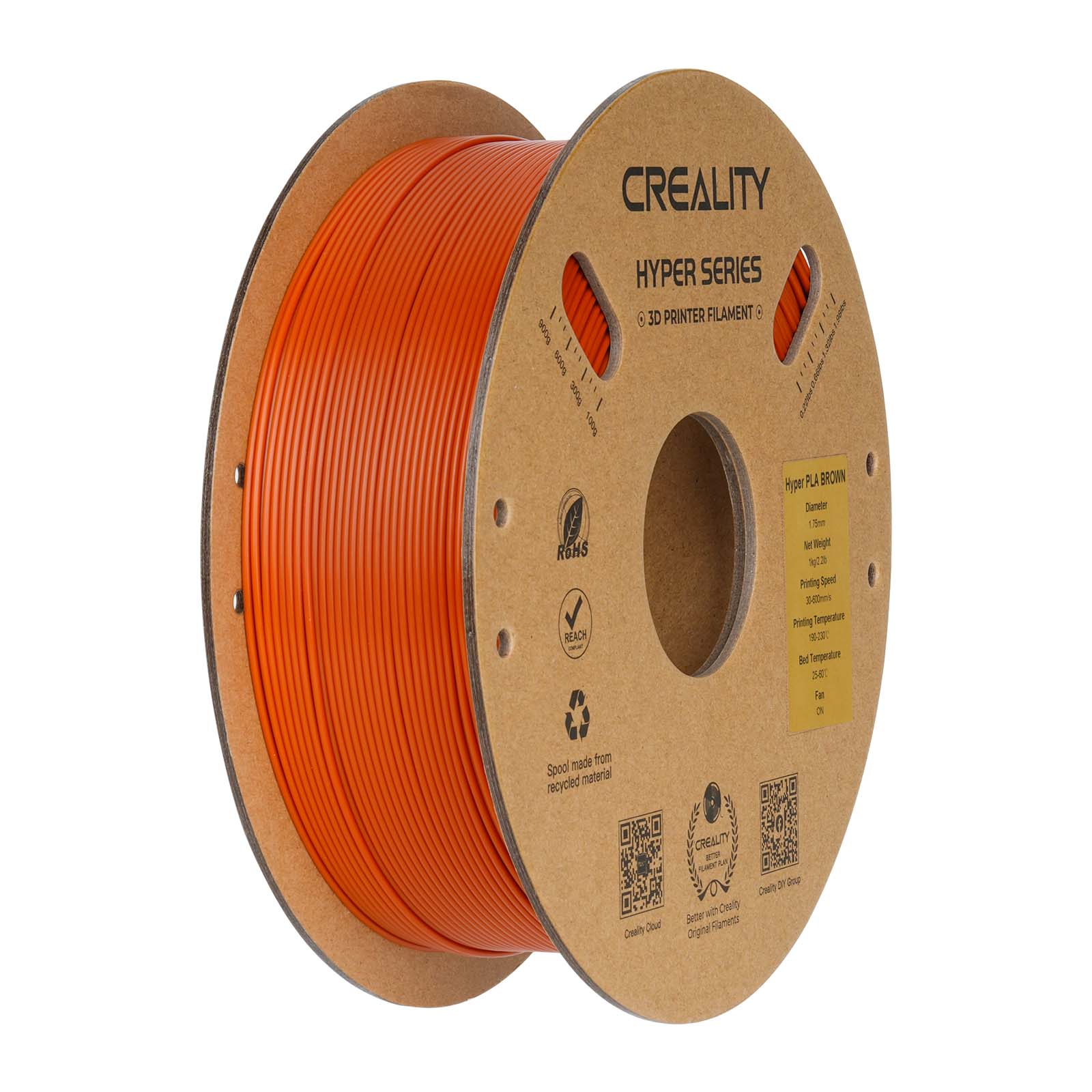 Filament d'impression 3D PLA Creality Hyper Series, 1 kg, 1,75 mm, marron