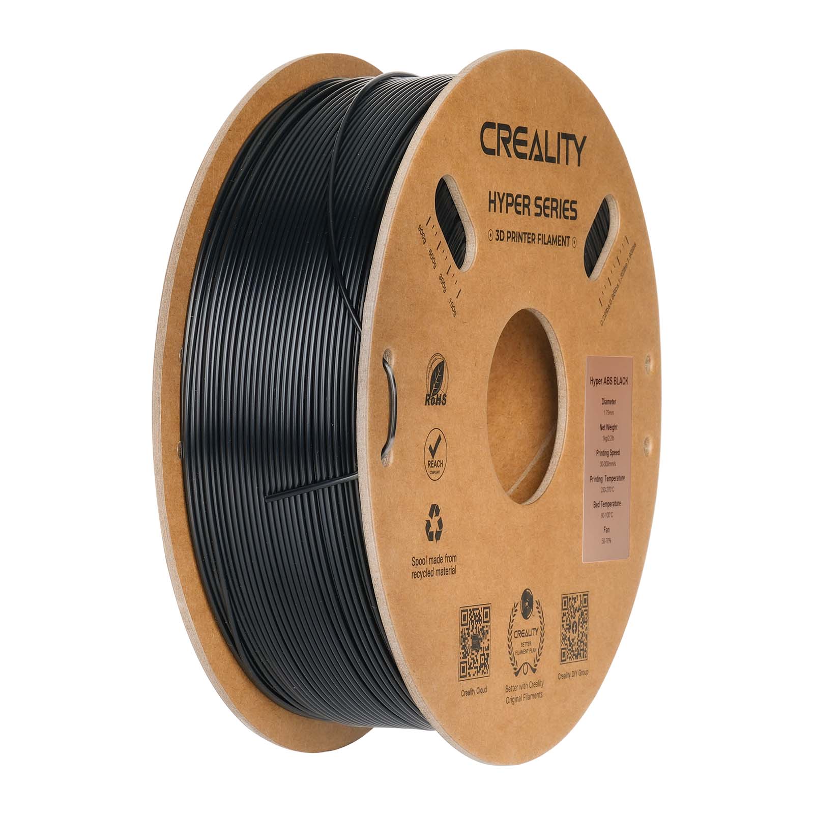 Filament d'impression 3D ABS Creality Hyper Series, 1 kg, 1,75 mm, noir
