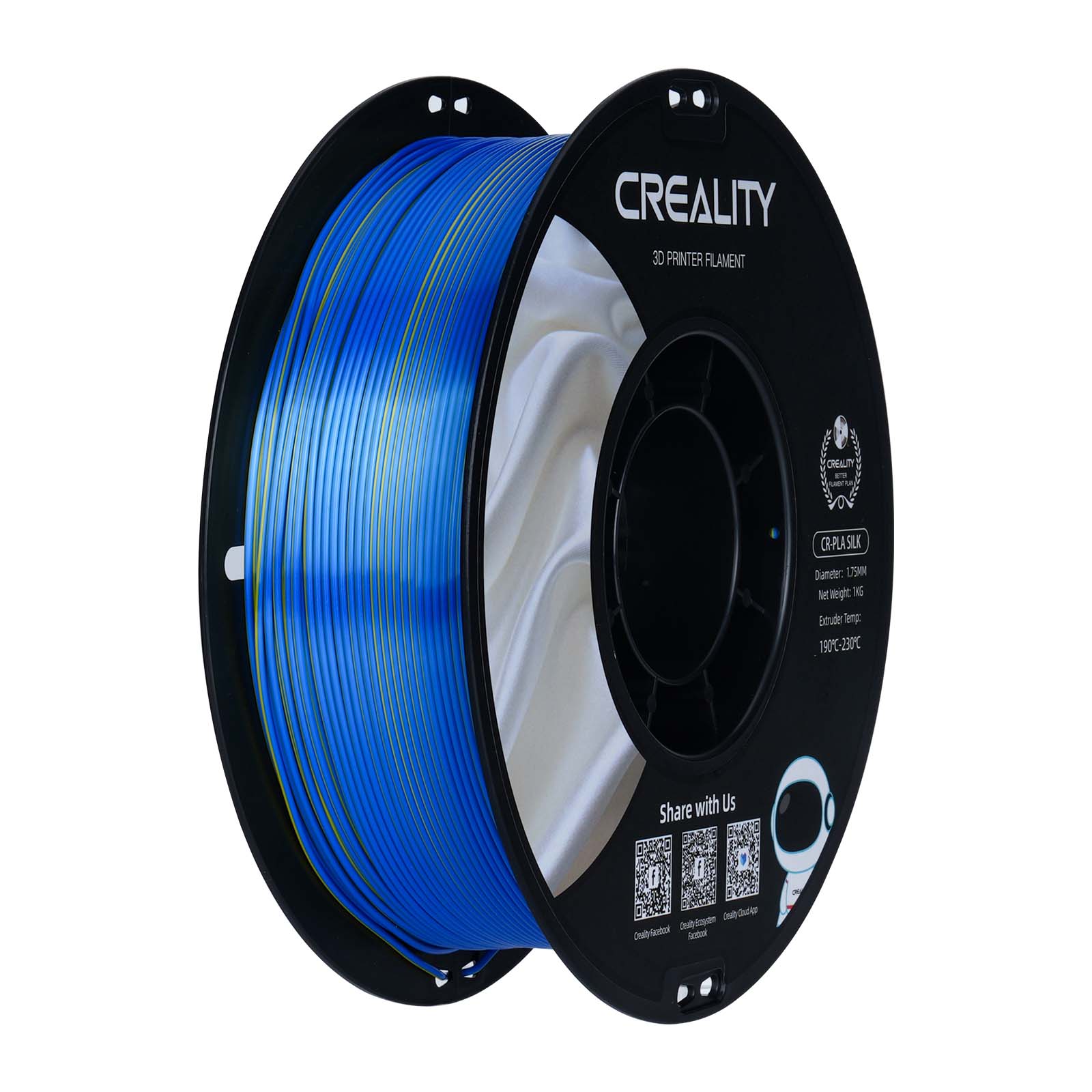 Filament PLA Creality CR-Silk 1,0 kg 1,75 mm, jaune-bleu
