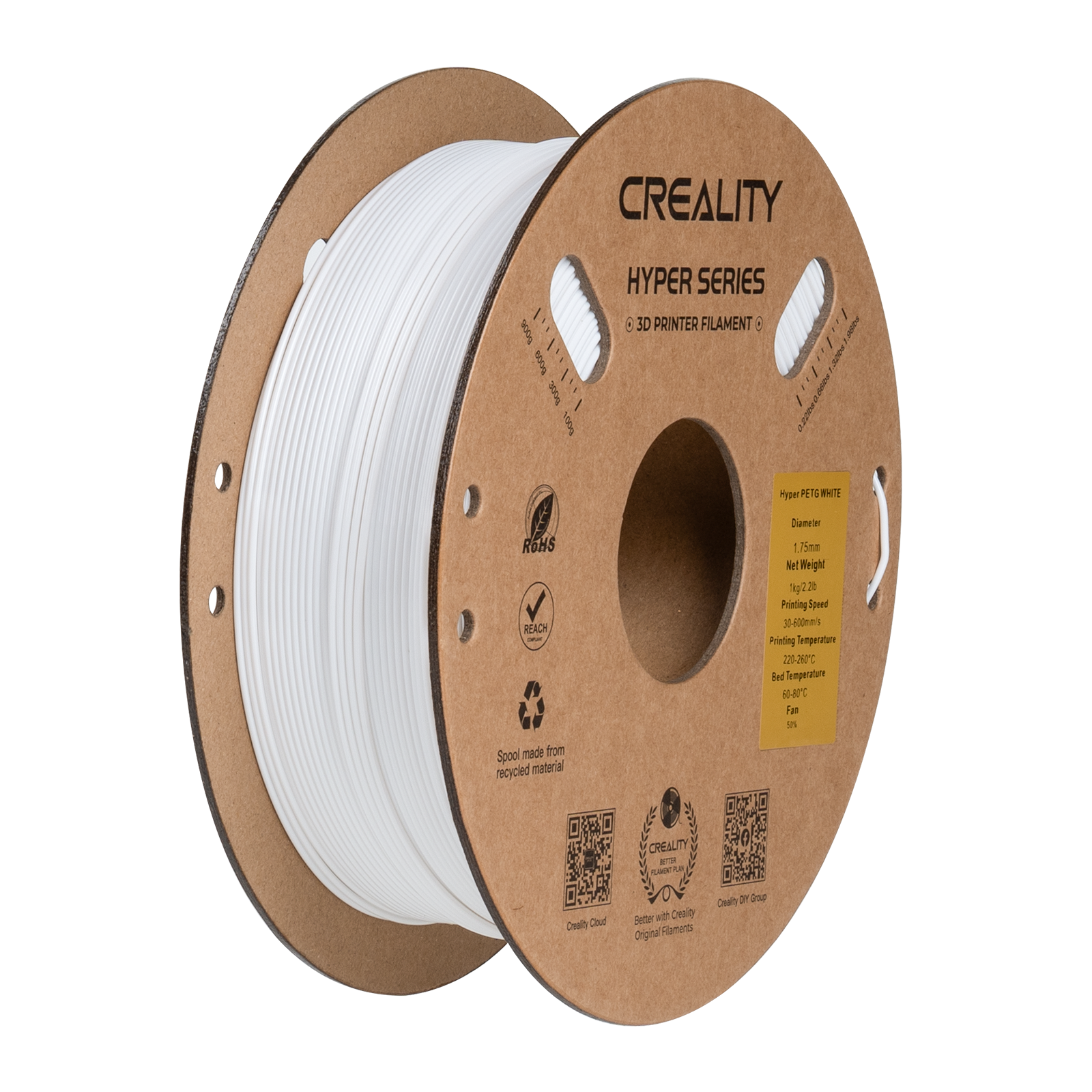 Creality Hyper-PETG Filament 1.0Kg 1.75mm, White