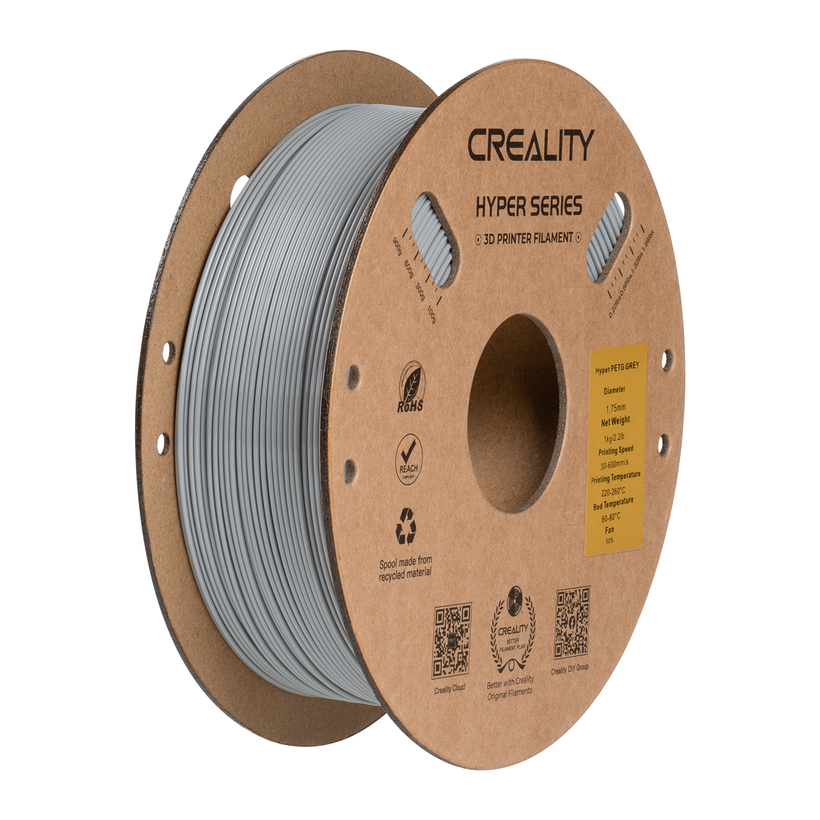 Creality Hyper-PETG Filament 1.0Kg 1.75mm, Grey