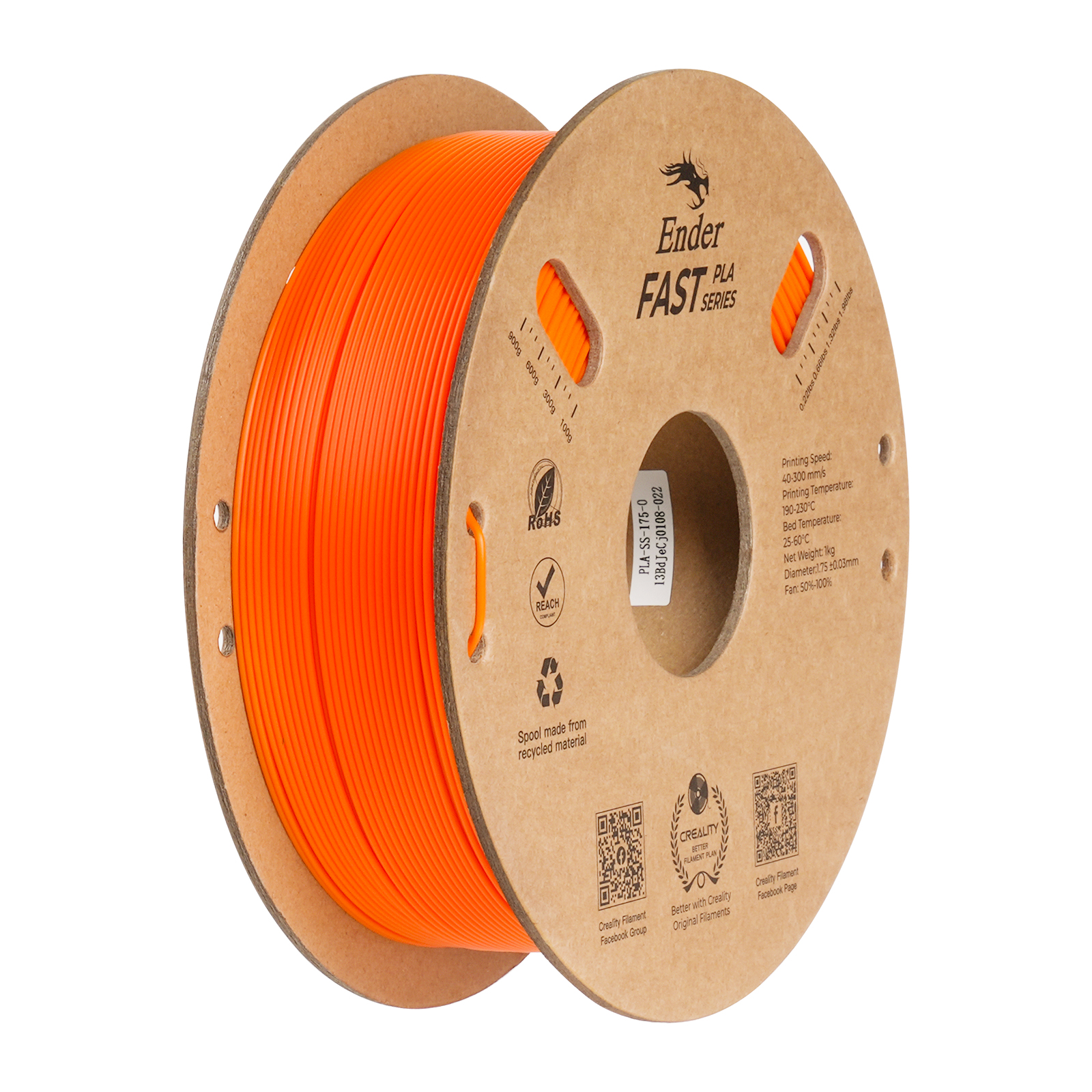 Creality Ender Fast PLA  Filament 1.0Kg 1.75mm, 300mm/s, Orange