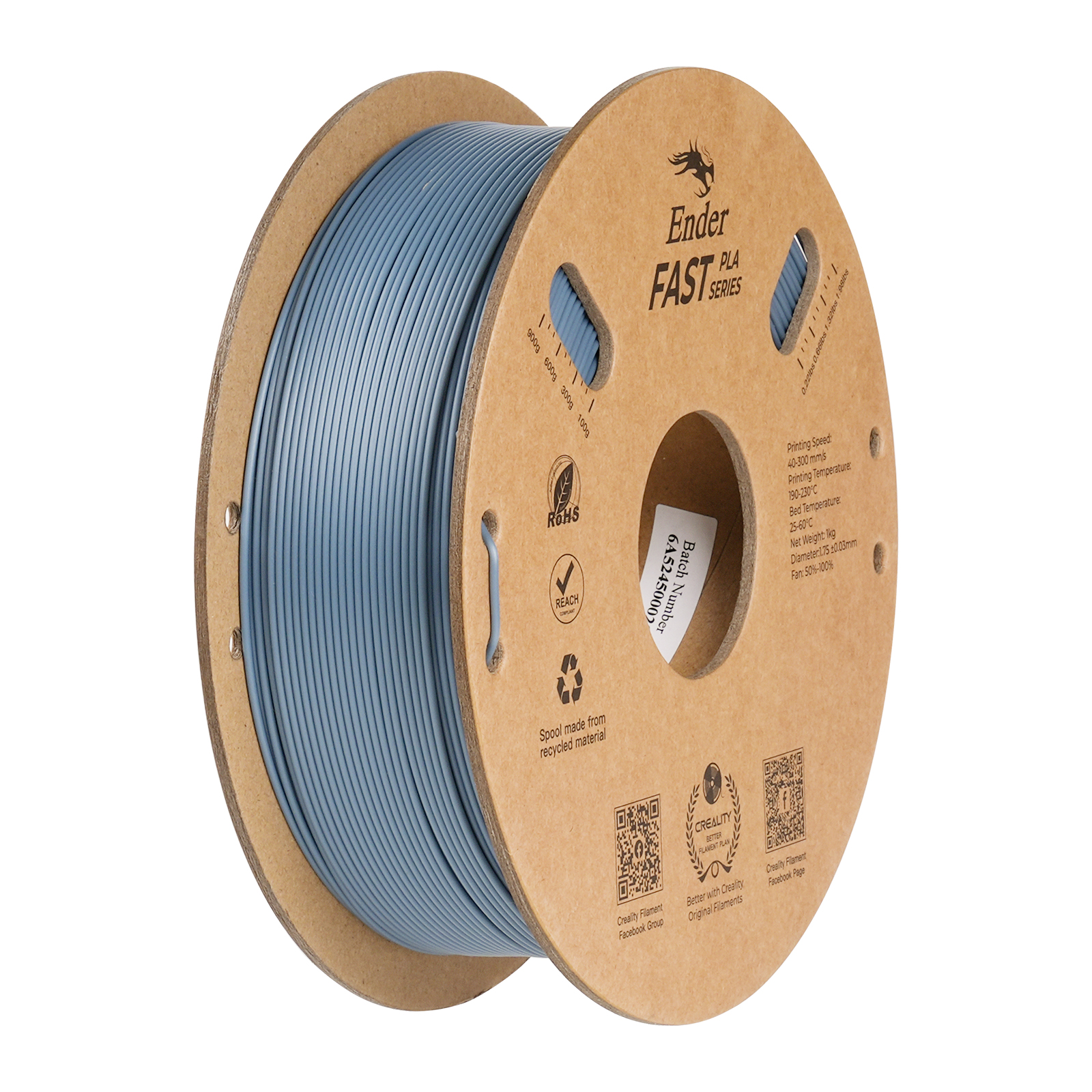 Creality Ender Fast PLA  Filament 1.0Kg 1.75mm, 300mm/s, Light Grey
