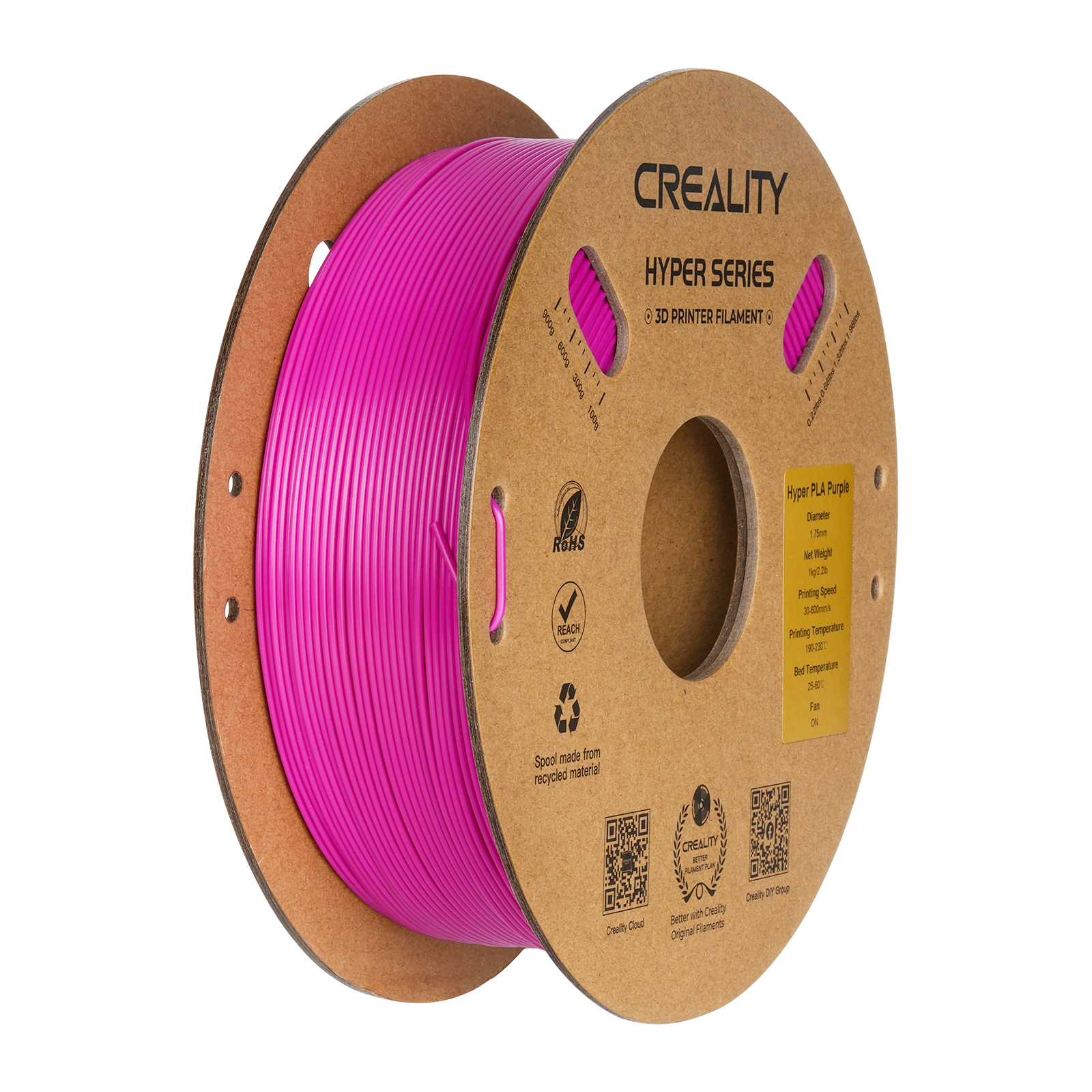 Filament d'impression 3D PLA Creality Hyper Series, 1,0 kg, 1,75 mm, violet