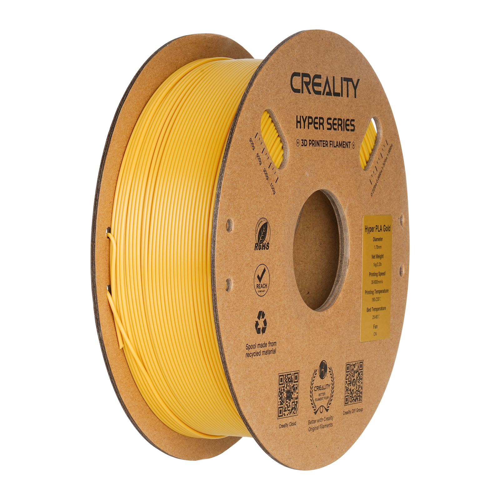 Filament d'impression 3D PLA Creality Hyper Series, 1 kg, 1,75 mm, or