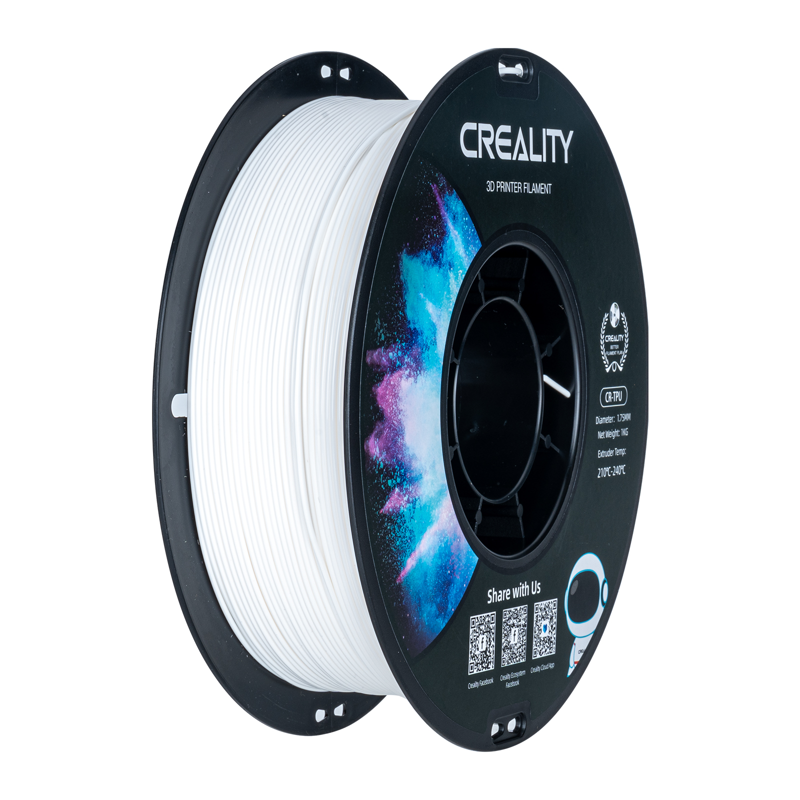 Filament Creality CR-TPU 1,0 kg 1,75 mm, blanc
