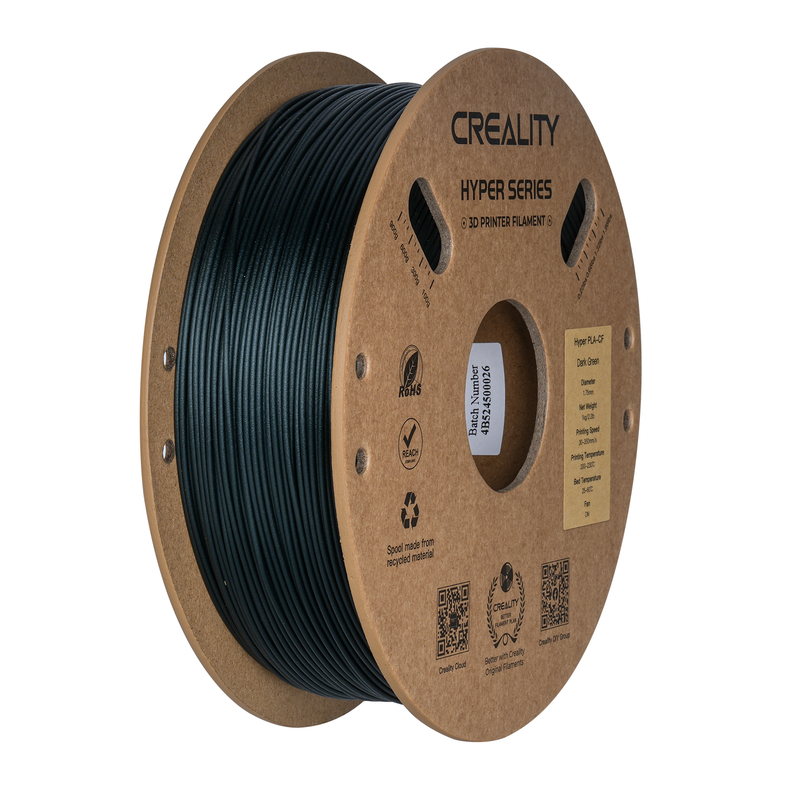 Creality Hyper PLA-CF 3D Printing Filament 1kg, 1.75mm, Dark Green