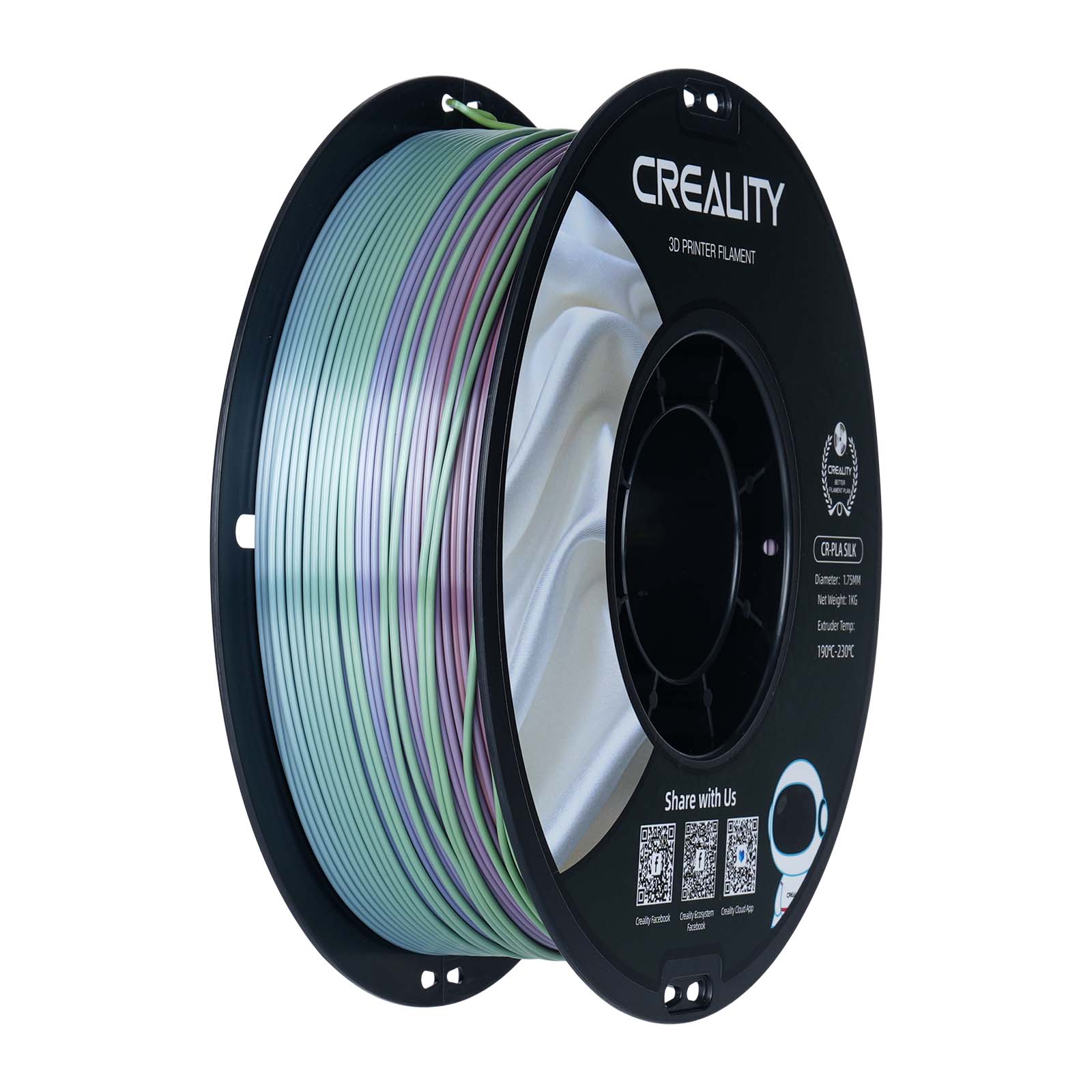 Filament PLA Creality CR-Silk 1,0 kg 1,75 mm, Arc-en-ciel soyeux