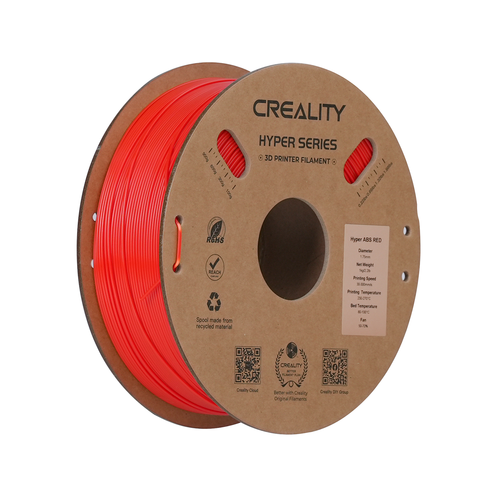 Creality Hyper Series ABS 3D Printing Filament 1kg, 1.75mm, Red