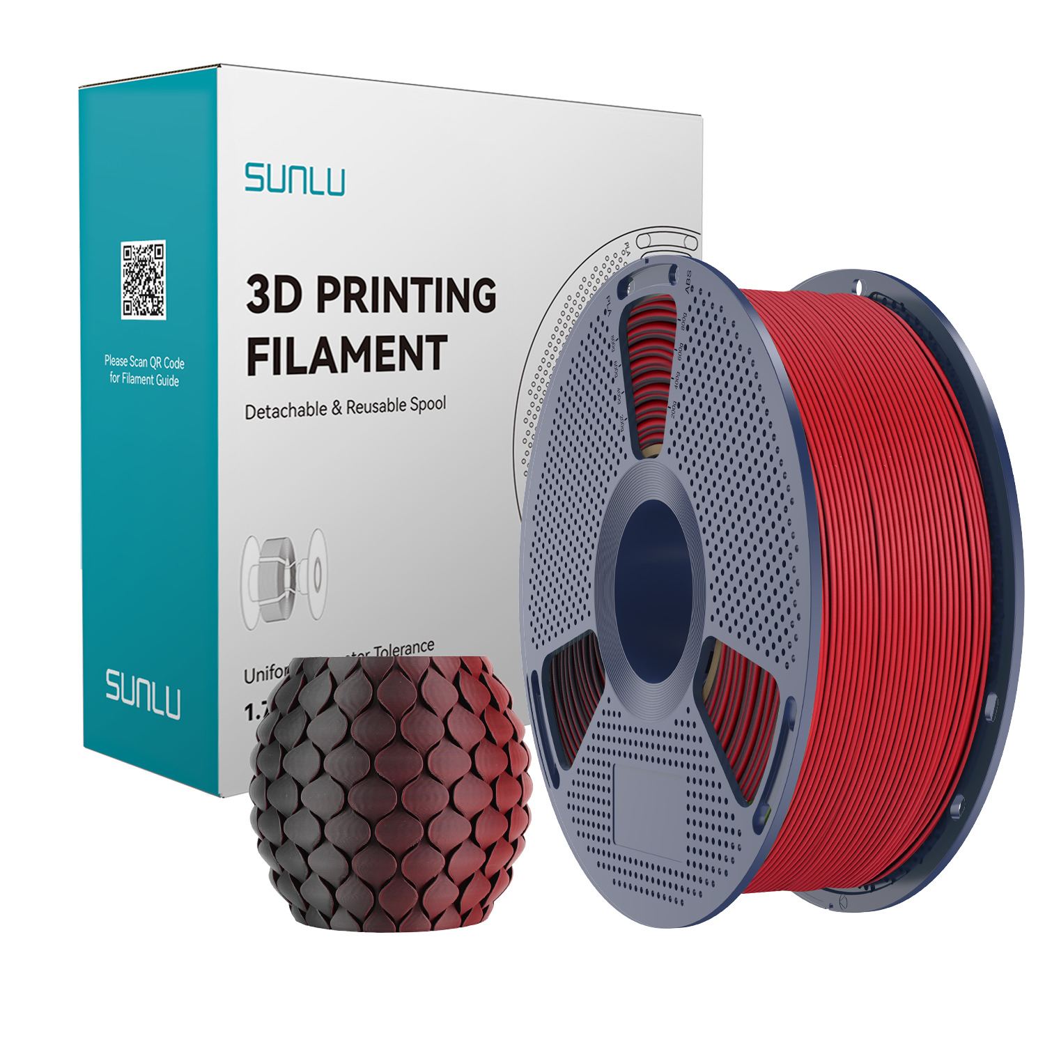 Sunlu 1.75mm, 1kg/spool, PLA Matte Dual Color Black Red