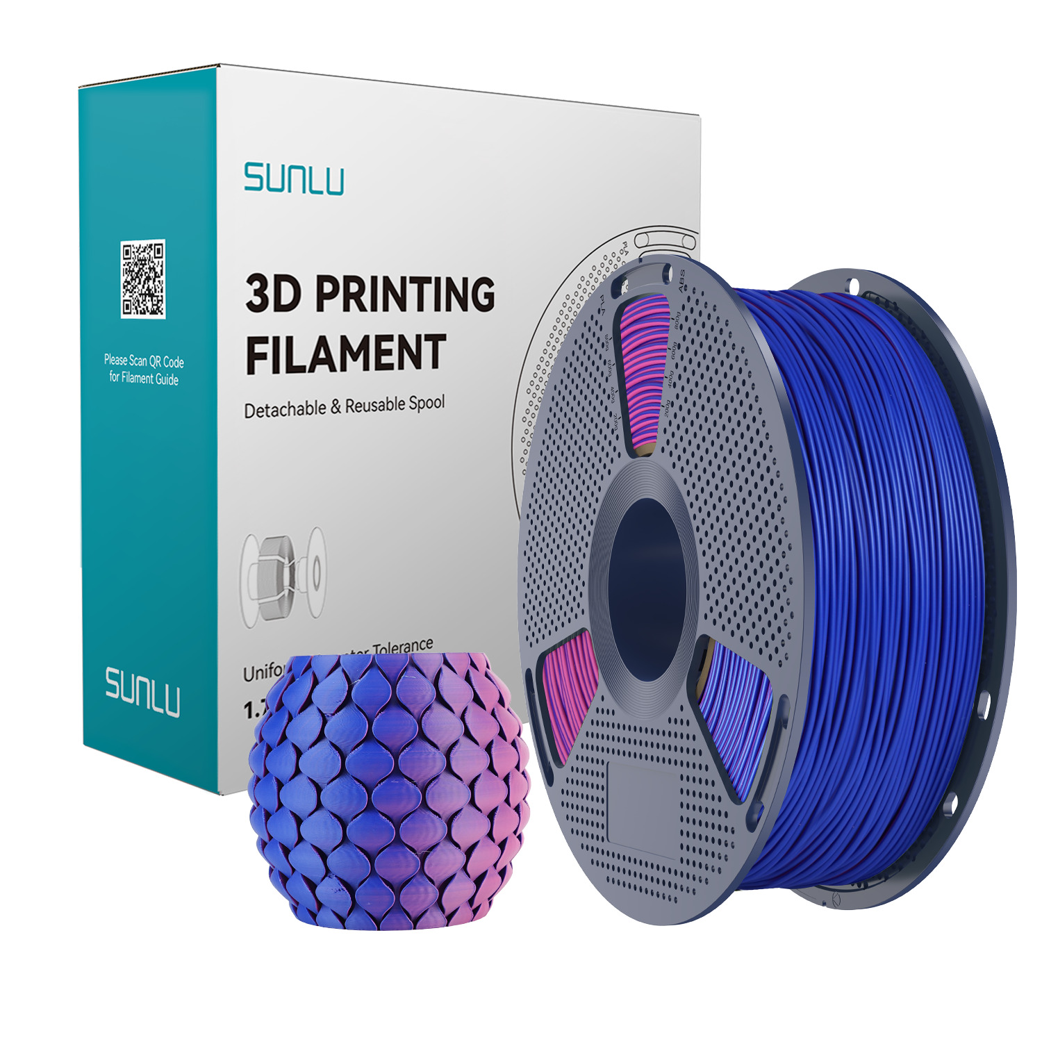 Sunlu 1.75mm, 1kg/spool, PLA Matte Dual Color Red Blue