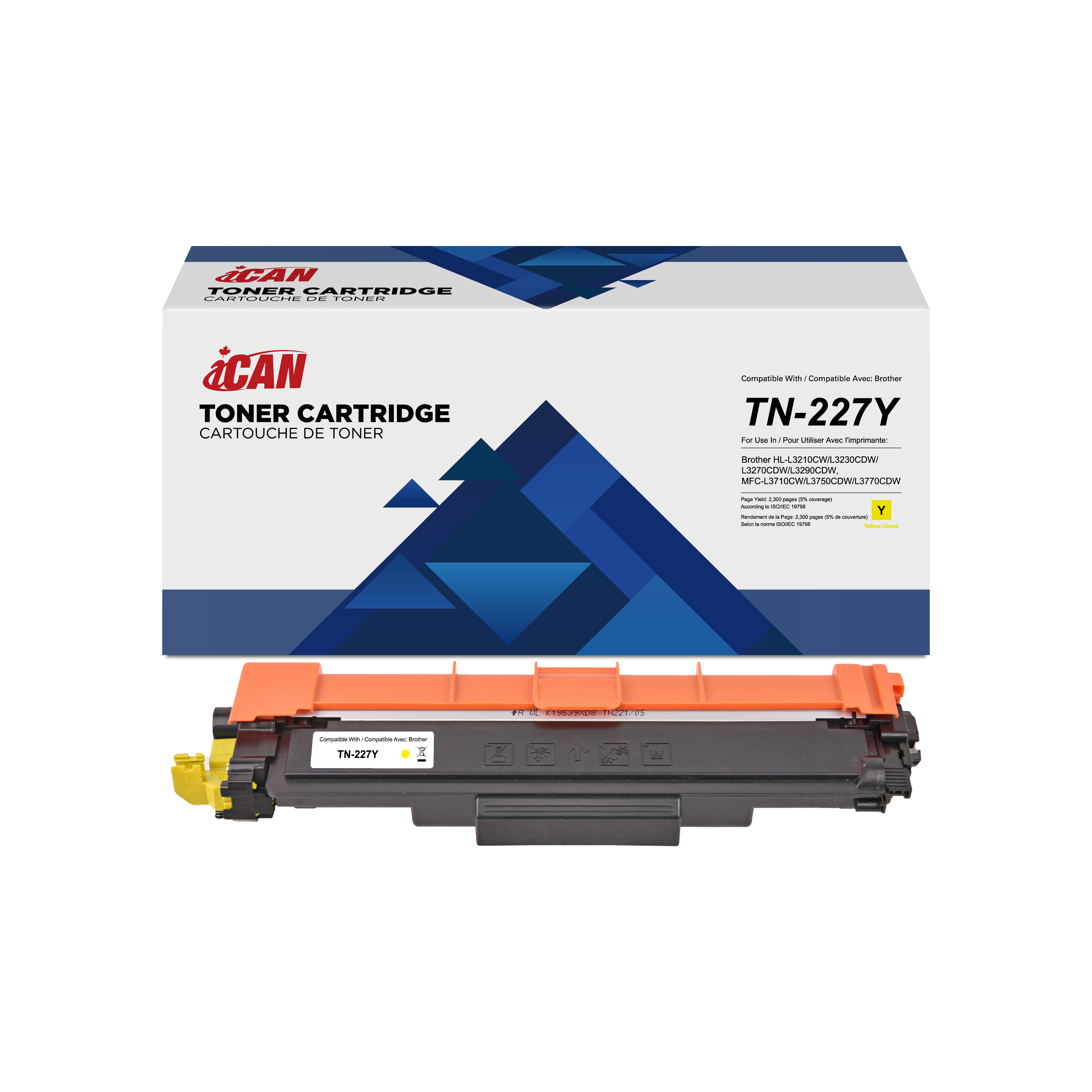 iCAN Compatible Brother TN227-2.3K-Y Yellow Toner Cartridge