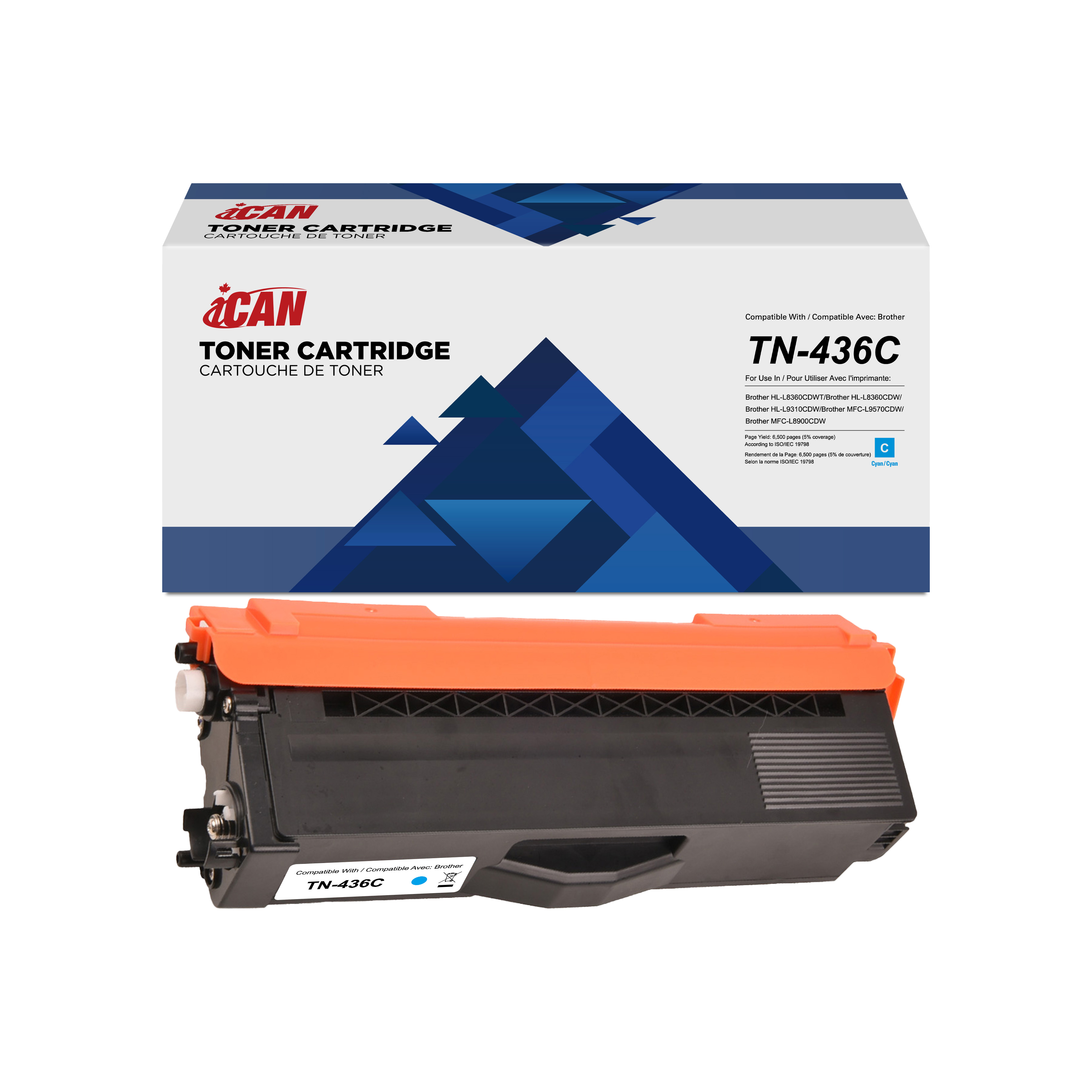Cartouche de toner cyan Brother TN436-6.5K-C compatible iCAN (TN436C)