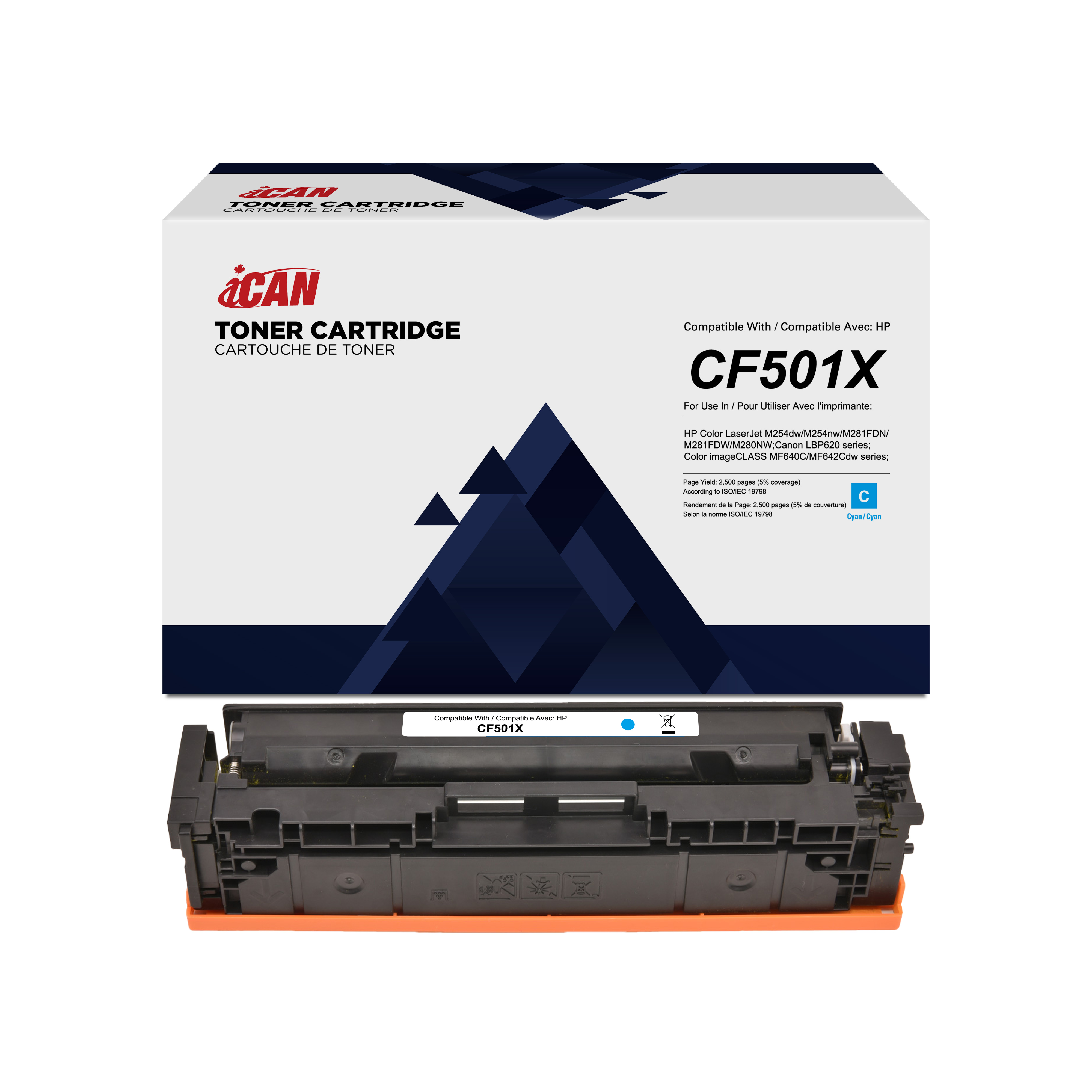Cartouche de toner cyan HP CF501X compatible iCan