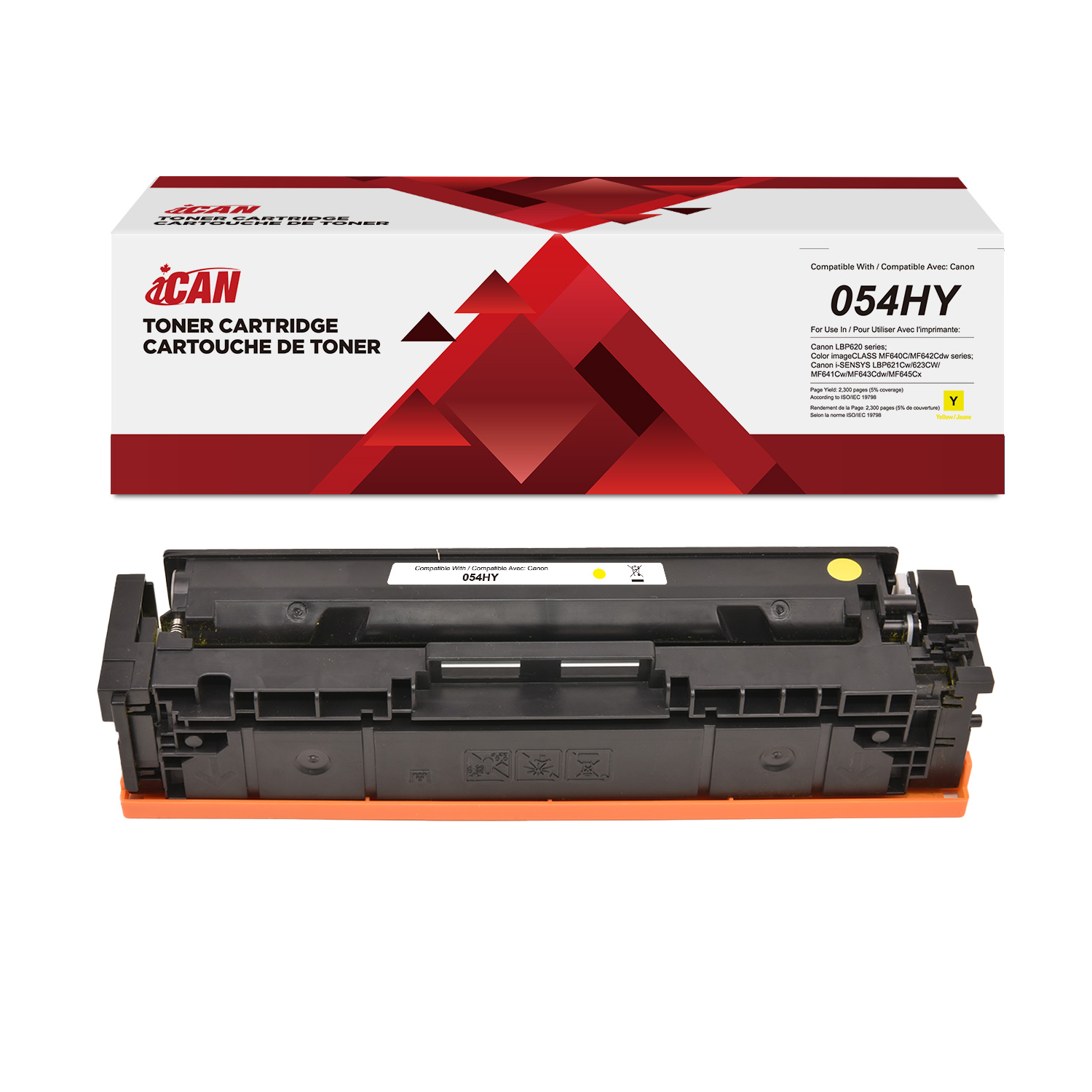 Cartouche de toner jaune Canon 054H compatible iCAN