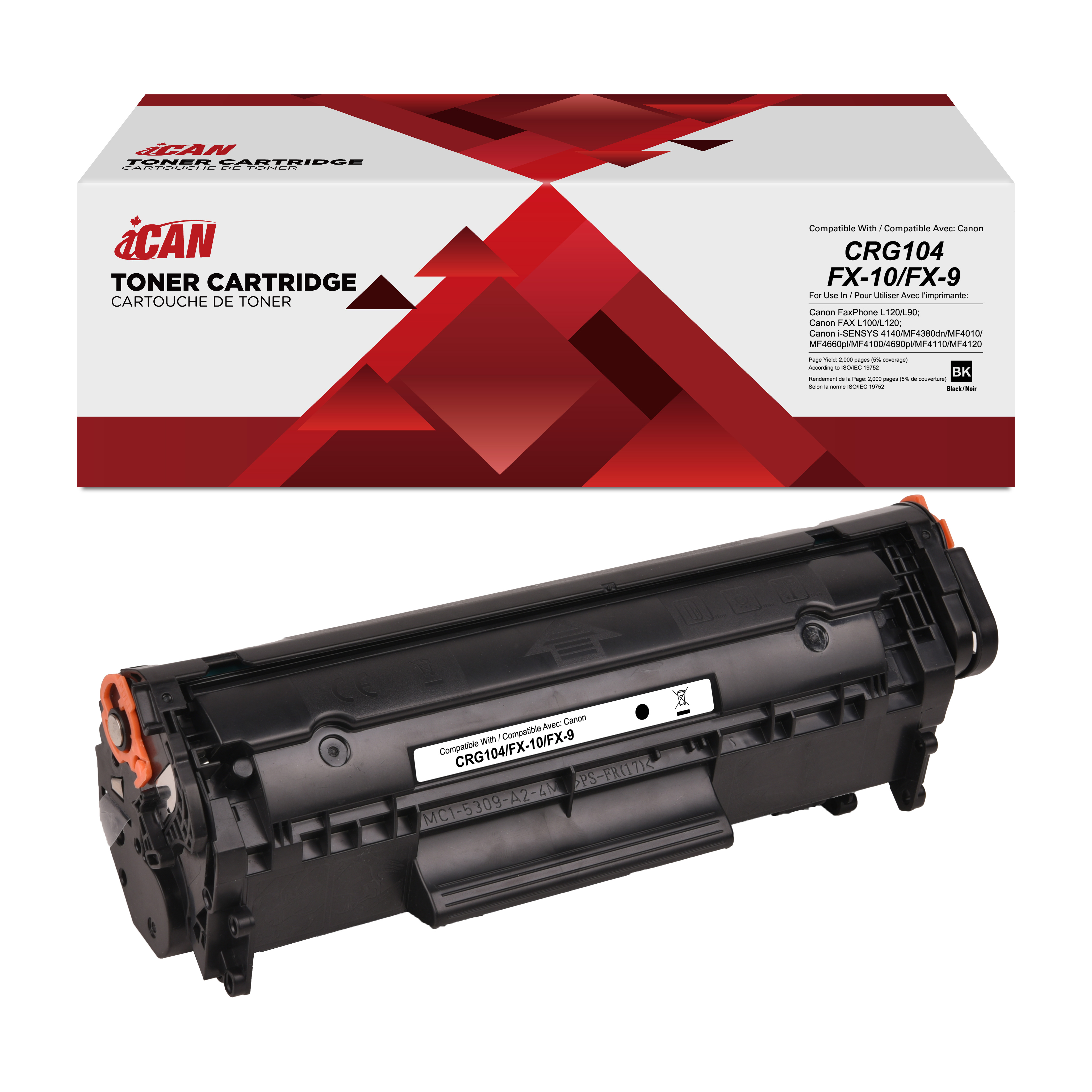 Cartouche de toner noire compatible Canon 104 iCAN