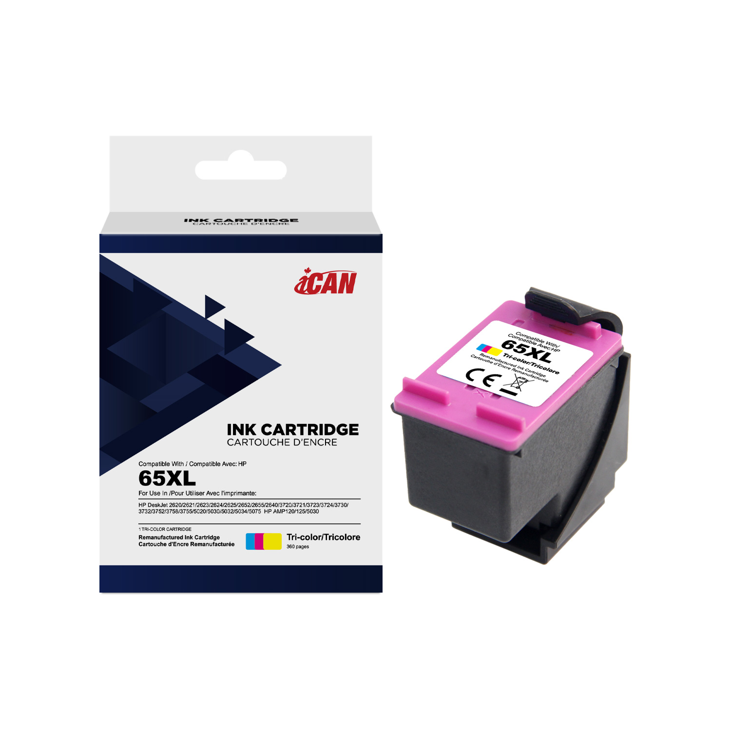 iCAN Compatible Ink Cartridge Replacement for HP 65XL C